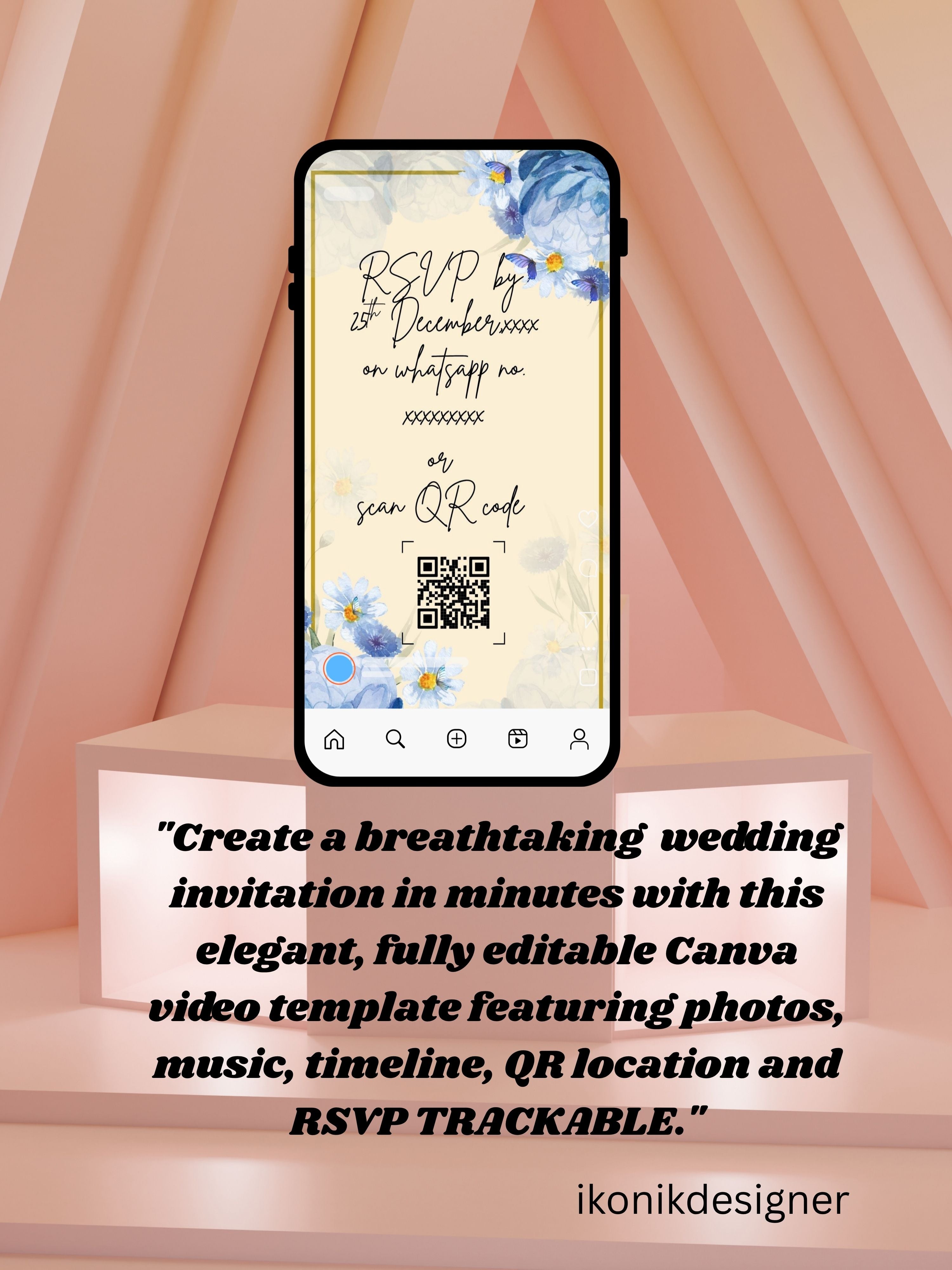 WI0002-CHURCH WEDDING Invitation Video Template | Editable Christian Wedding Invite |Digital Wedding Invitation |Wedding Video