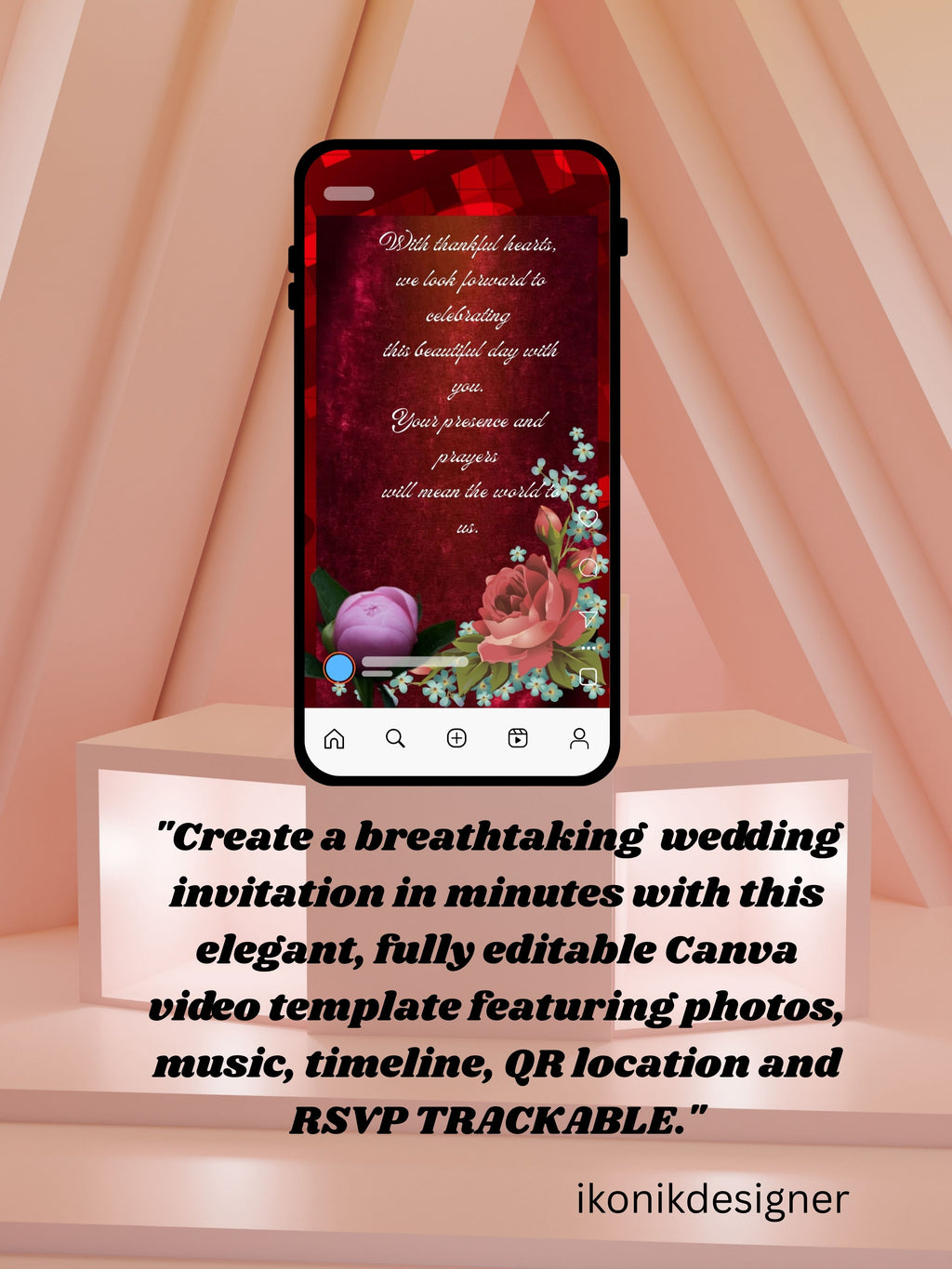 WI0009-CHURCH WEDDING Invitation Video Template | Editable Christian Wedding Invite |Digital Wedding Invitation |Wedding Video
