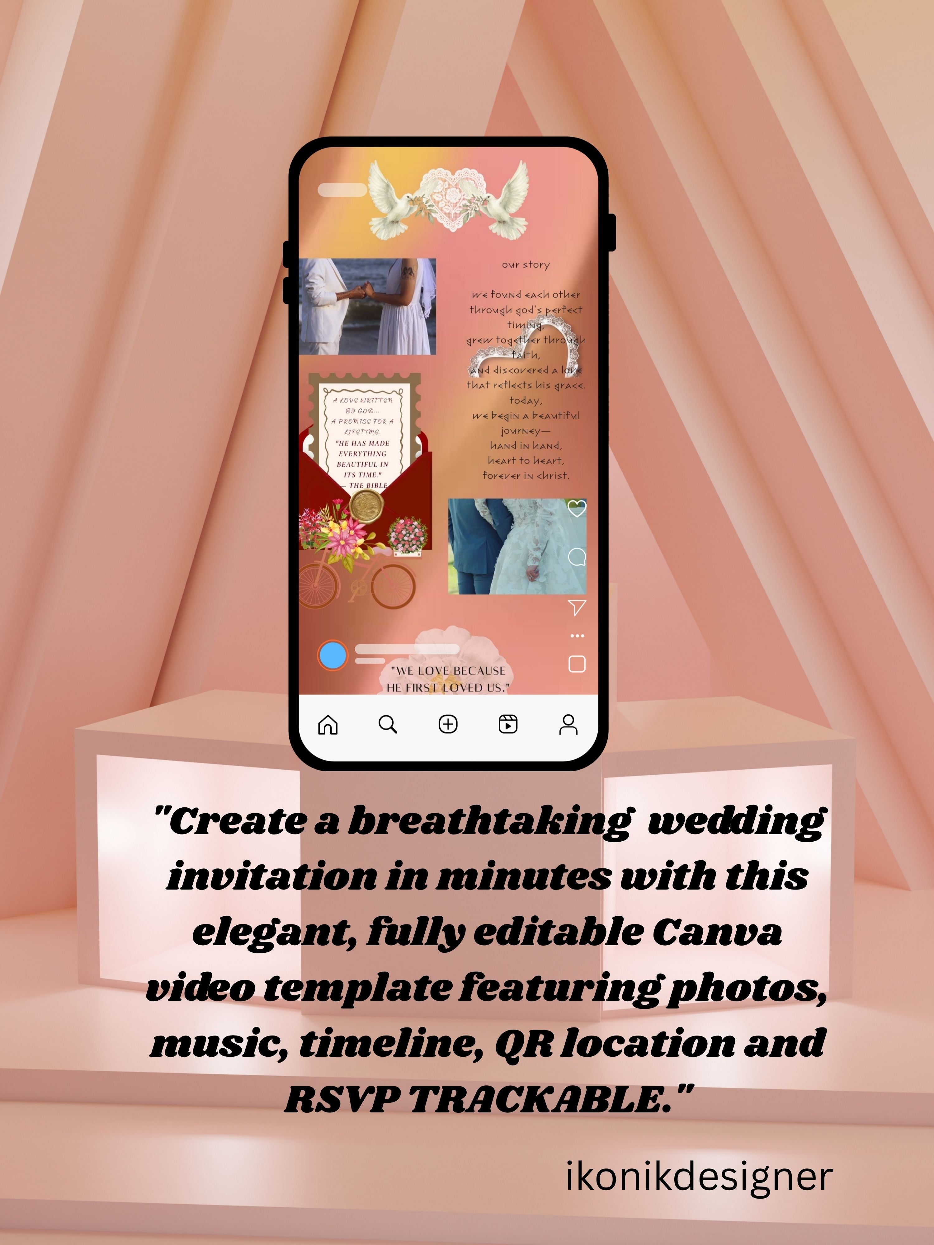 WI0017-CHURCH WEDDING Invitation Video Template | Editable Christian Wedding Invite |Digital Wedding Invitation |Wedding Video