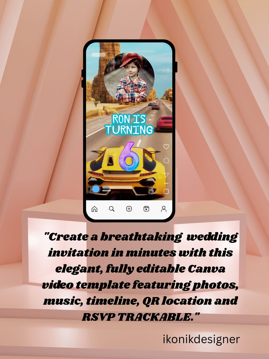 commercial use PRINCESS kids Birthday Invitation Video | Editable Canva pro Template | Kids Party Invite| ki55c