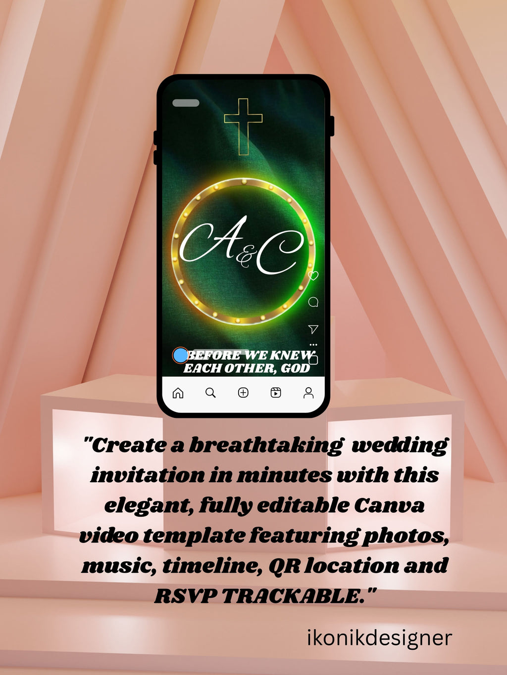 WI0011C-Commercial Use Church Wedding Invitation Video Template | Editable Christian Wedding Invite |Digital Wedding Invitation |Wedding Video