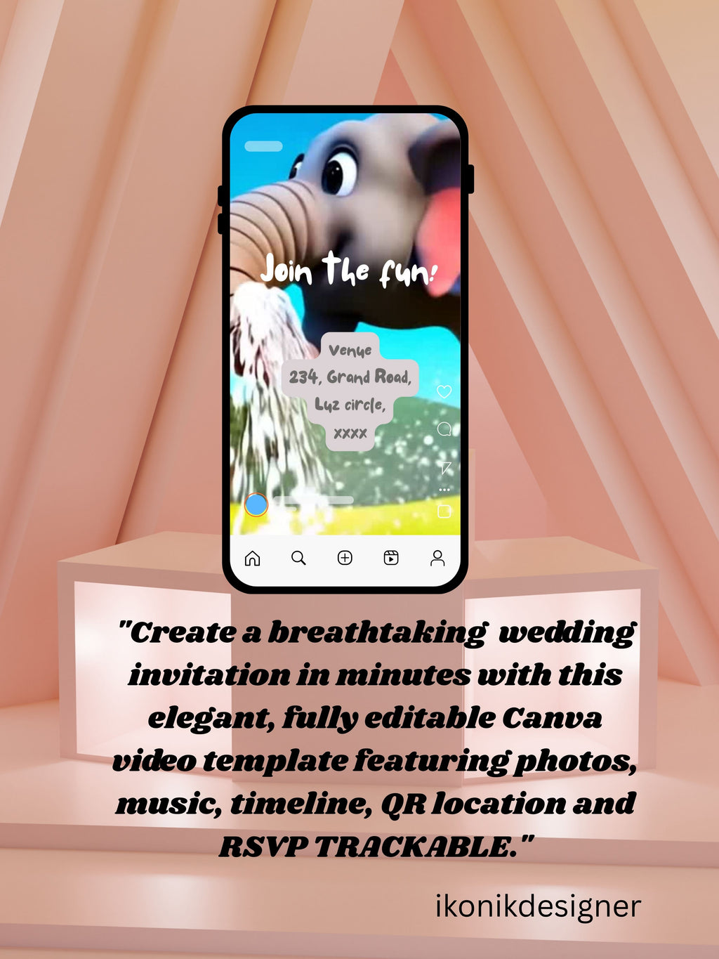 commercial use ANIMAL THEME Birthday Invitation Video | Editable Canva pro Template | Kids Party Invite | ki25c