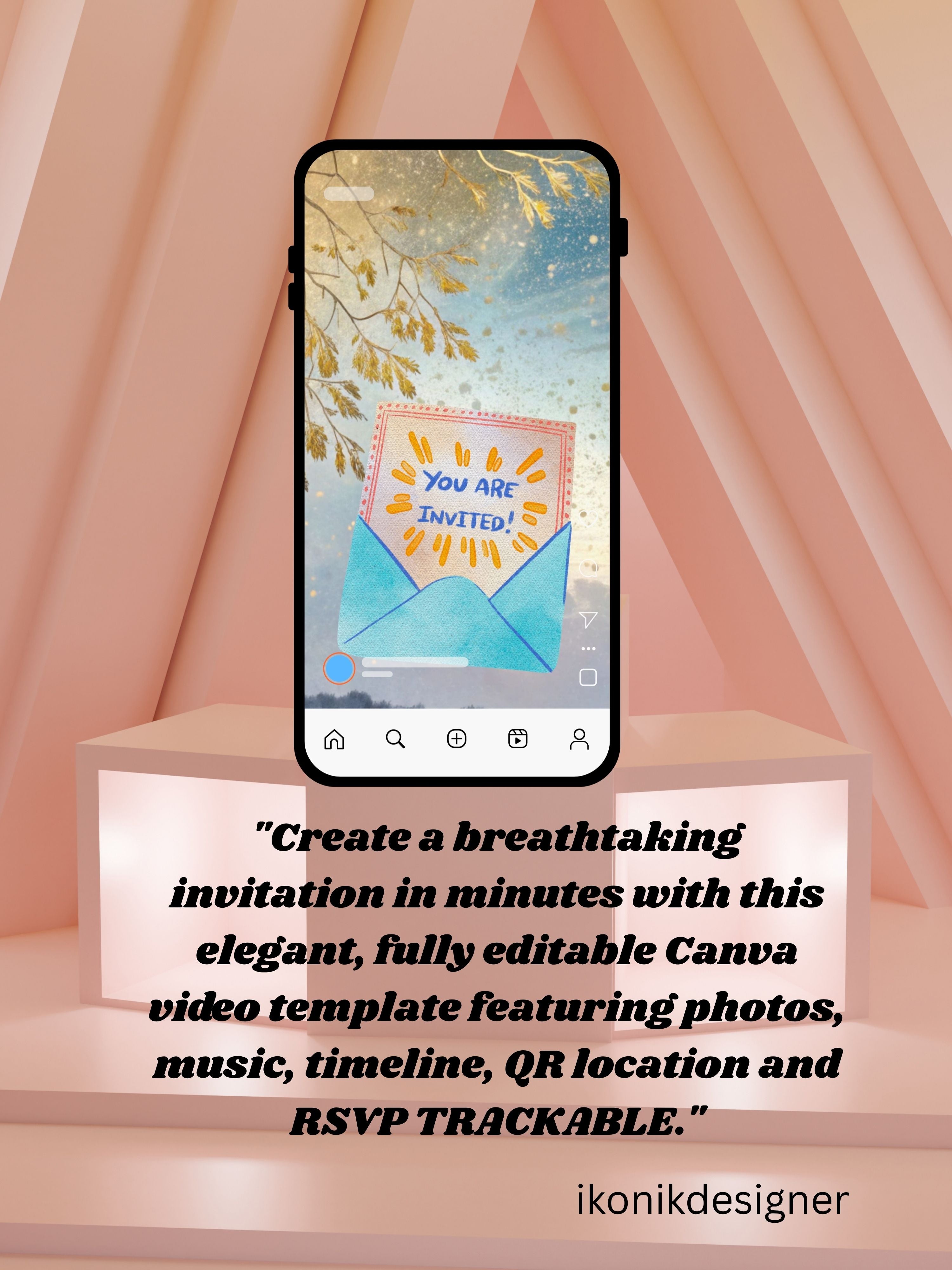 Commercial use NATURE THEME Editable Birthday Video Invitation | Canva Pro Template | Woodland Kids Party Invite | Instant Download|ki13c