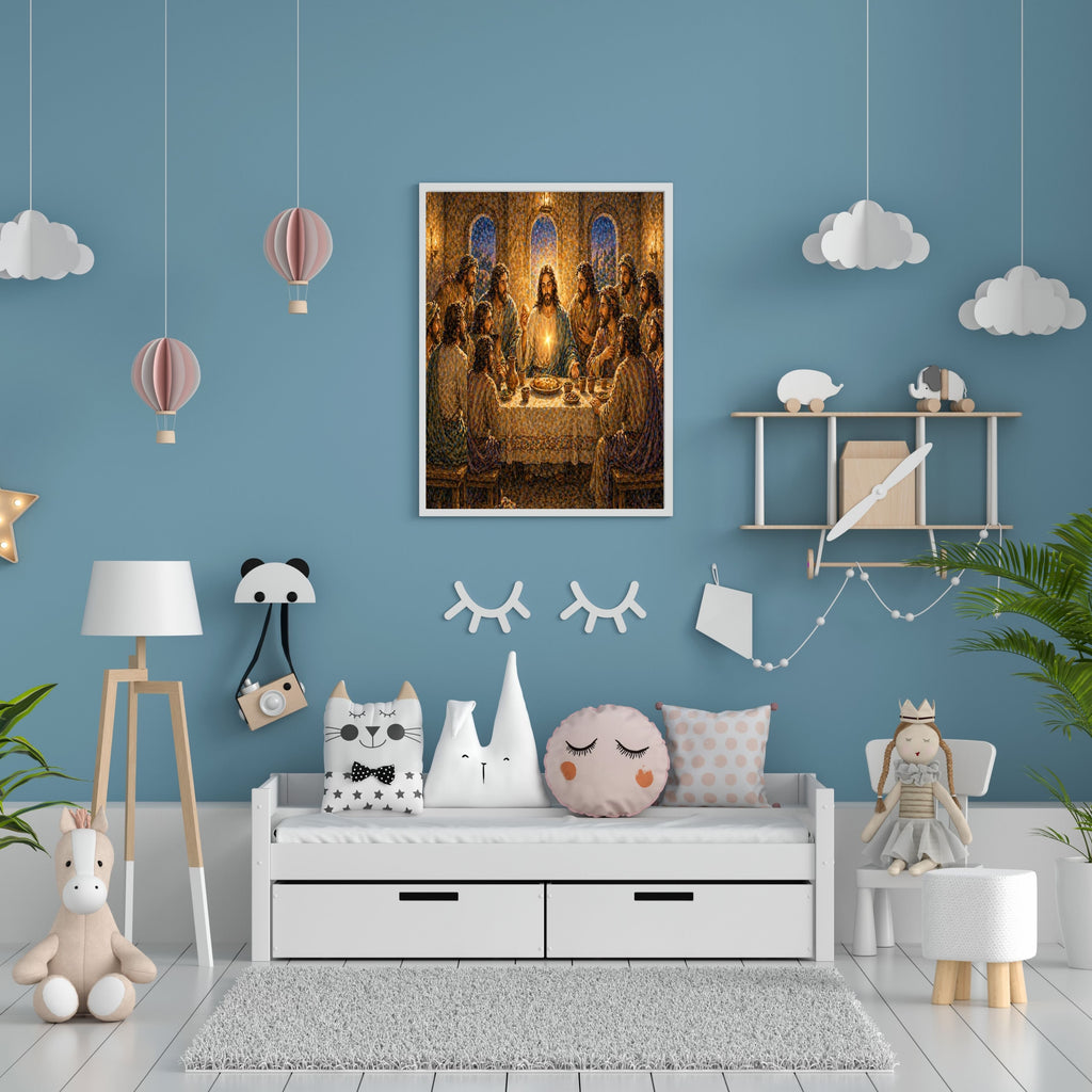 Last Supper Wall Art Printable | Jesus and 12 Disciples Mosaic Print | Christian Dining Room Decor Communion Eucharist Faith Gift