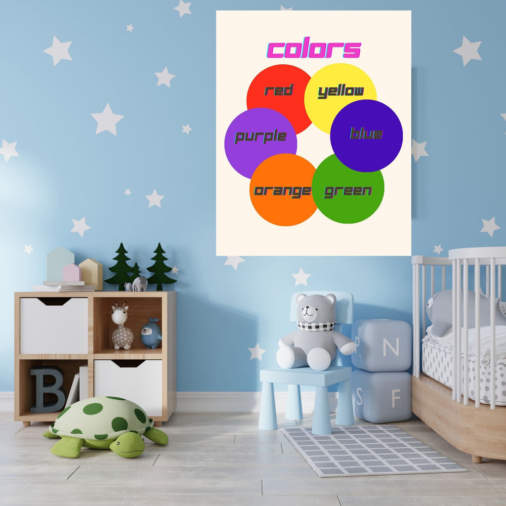 Color Vocabulary Wall Art for Kids, Printable Preschool Poster