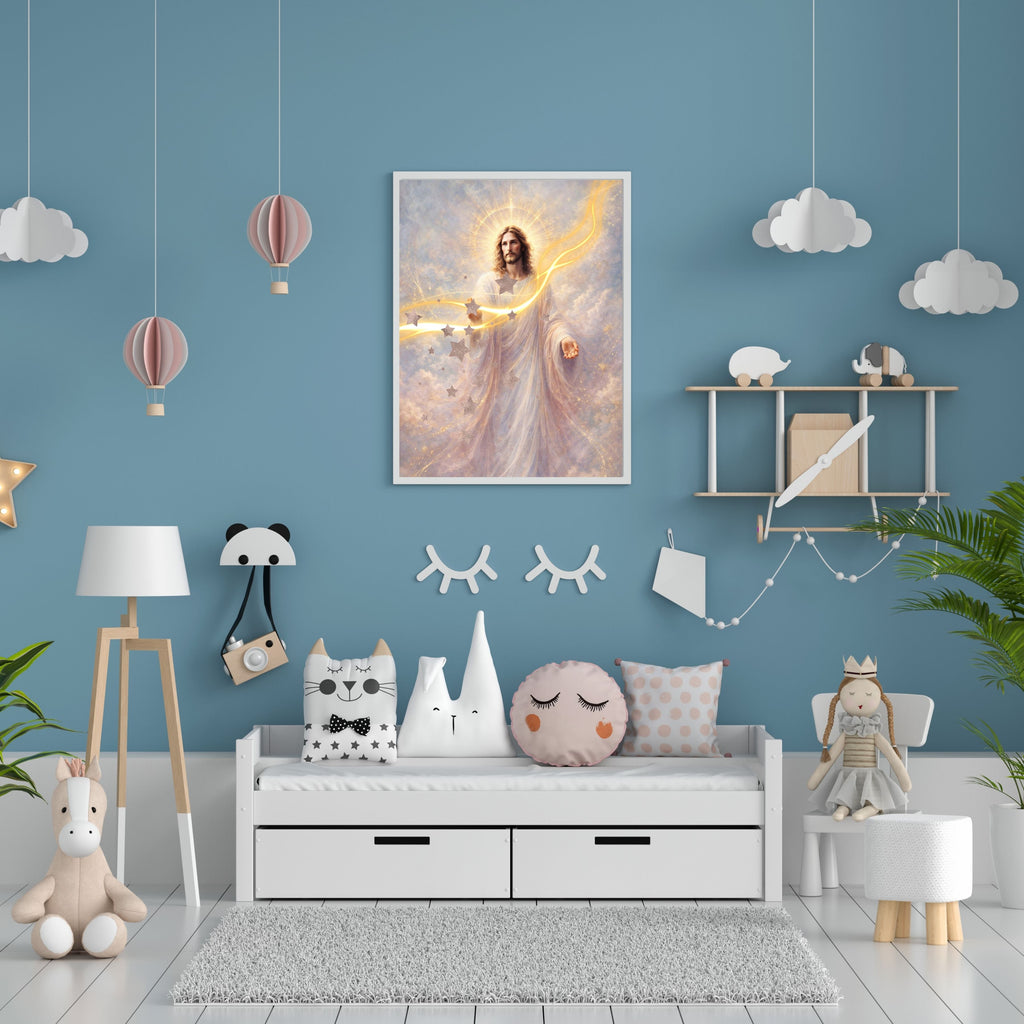 Jesus Morning Star Printable Commercial Use | Cosmic Christ Silver Stars Golden Lightning Resell License | POD Star Creator Celestial Etsy Bundle