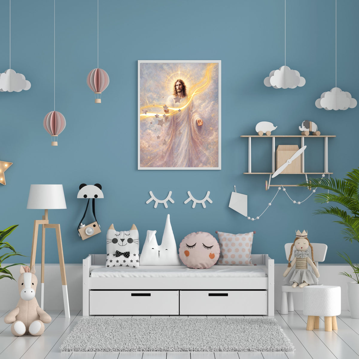 Jesus Morning Star Printable Commercial Use | Cosmic Christ Silver Stars Golden Lightning Resell License | POD Star Creator Celestial Etsy Bundle