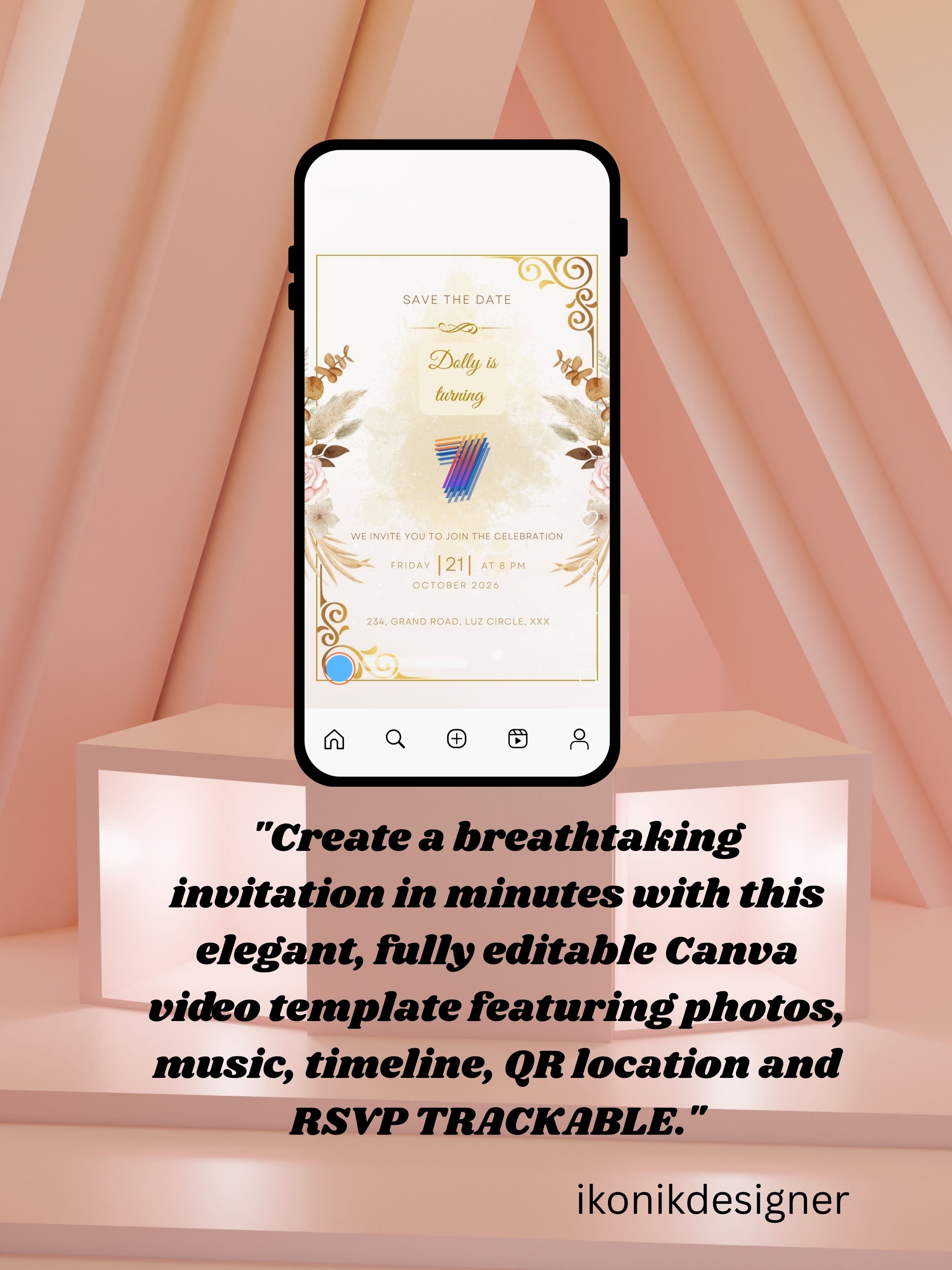 Commercial use NATURE THEME Editable Birthday Video Invitation | Canva Pro Template | Woodland Kids Party Invite | Instant Download|ki15c
