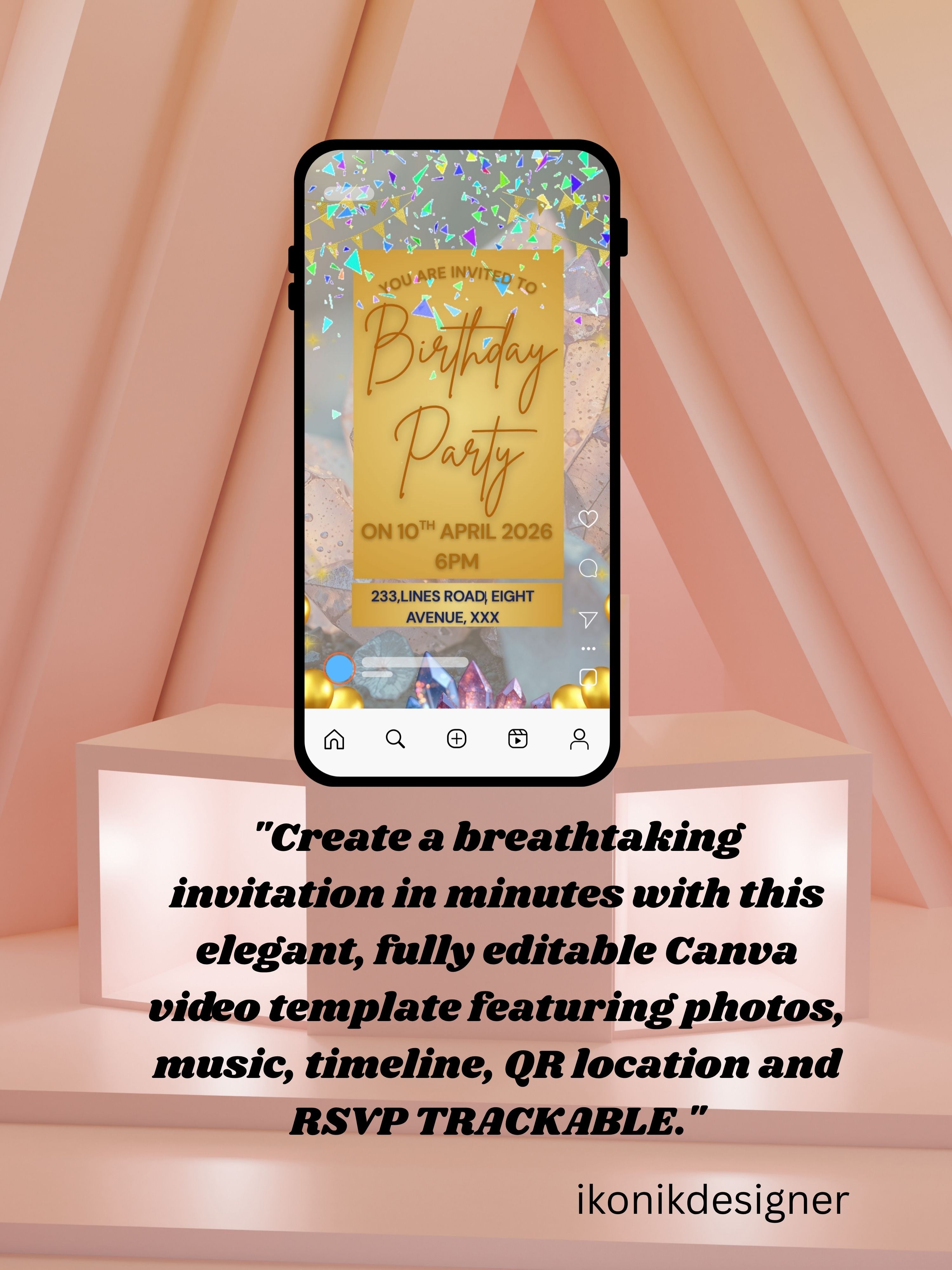 Commercial use NATURE THEME Editable Birthday Video Invitation | Canva Pro Template | Woodland Kids Party Invite | Instant Download|ki11c
