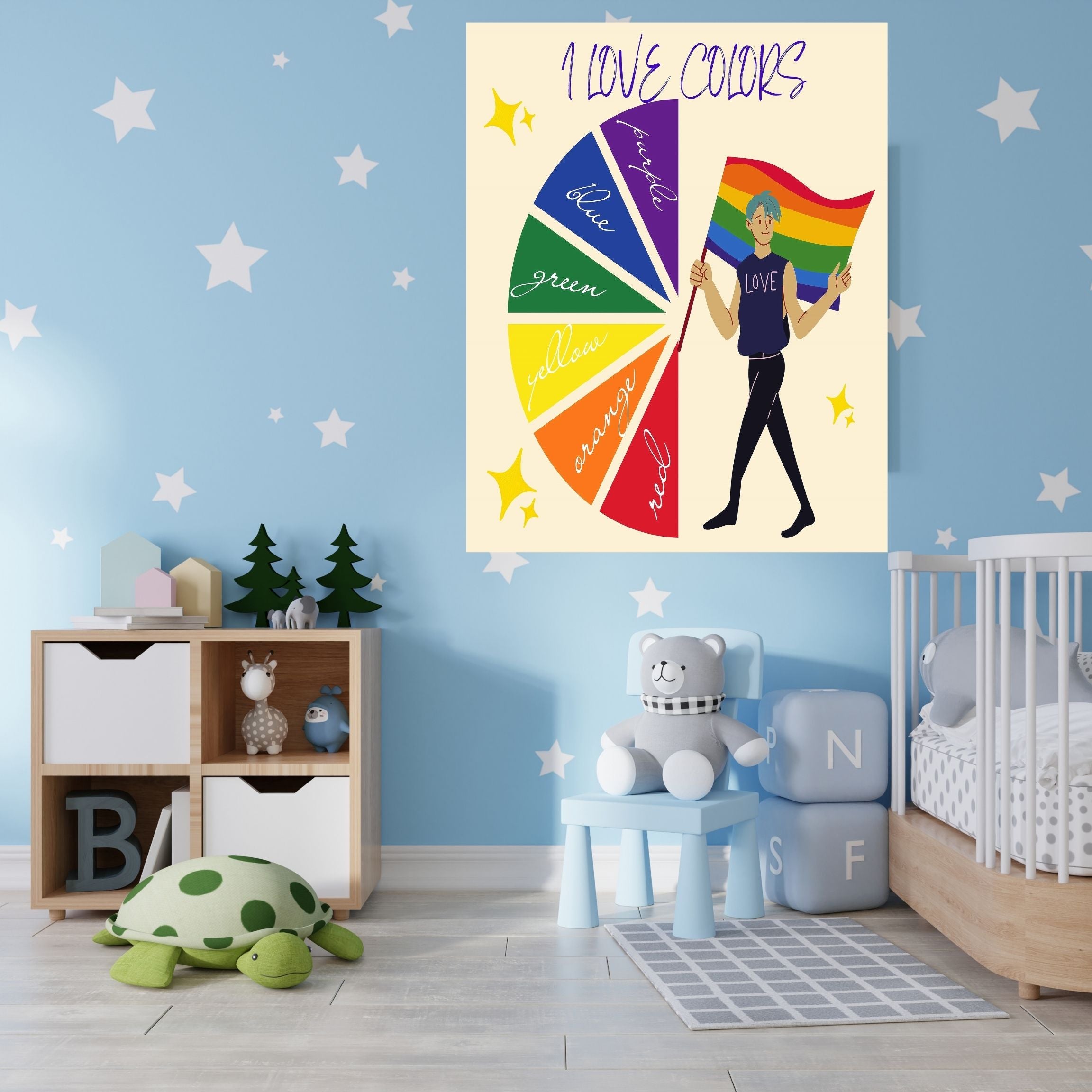 Learn Colors Wall Art for Kids | Educational Nursery Decor | Preschool Color Recognition Poster | Kids Printable Learning Art|ke3-15