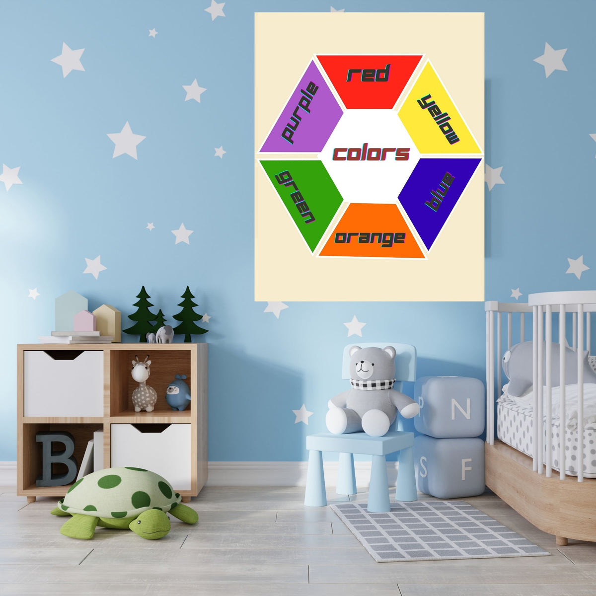 Color Association Wall Art for Kids, Printable Learning Poster