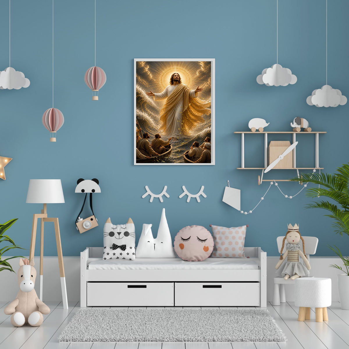 Jesus Lord Over the Storm Commercial Use Printable | Two Boats Both Arms Open Sheer Gold Mantle Sovereign Sea Miracle Wall Art Resell License | POD Etsy Faith Bundle