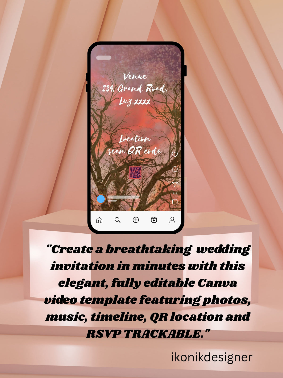 Nature Birthday Video Invitation Canva | Oriental Watercolour Bonsai Tree Golden Butterfly White Crane Enchanted Forest Blue Morpho Magenta Blooming Cherry Blossom Violet Sunset | Personal Use Instant Download