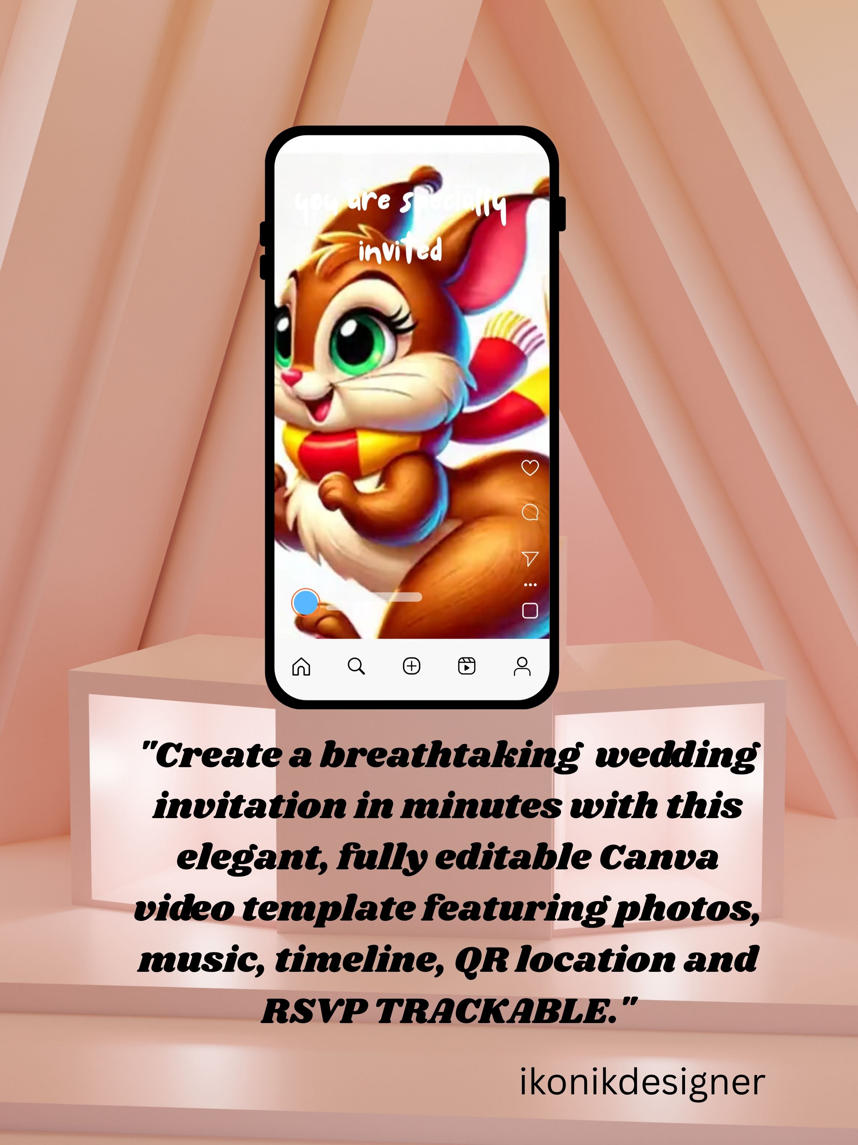 ANIMAL THEME Birthday Invitation Video | Editable Canva pro Template | Kids Party Invite | ki24