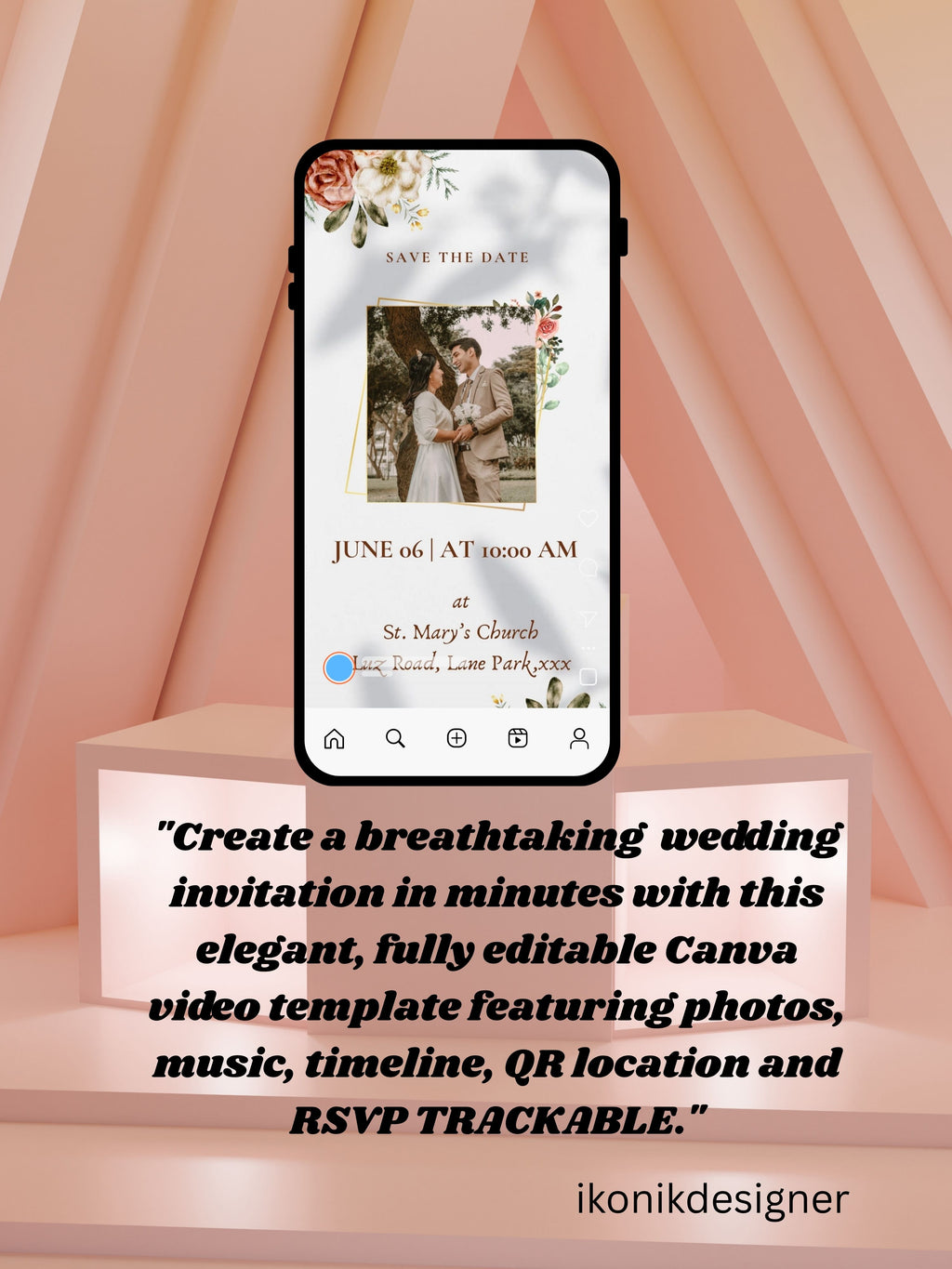 WI0015-CHURCH WEDDING Invitation Video Template | Editable Christian Wedding Invite |Digital Wedding Invitation |Wedding Video