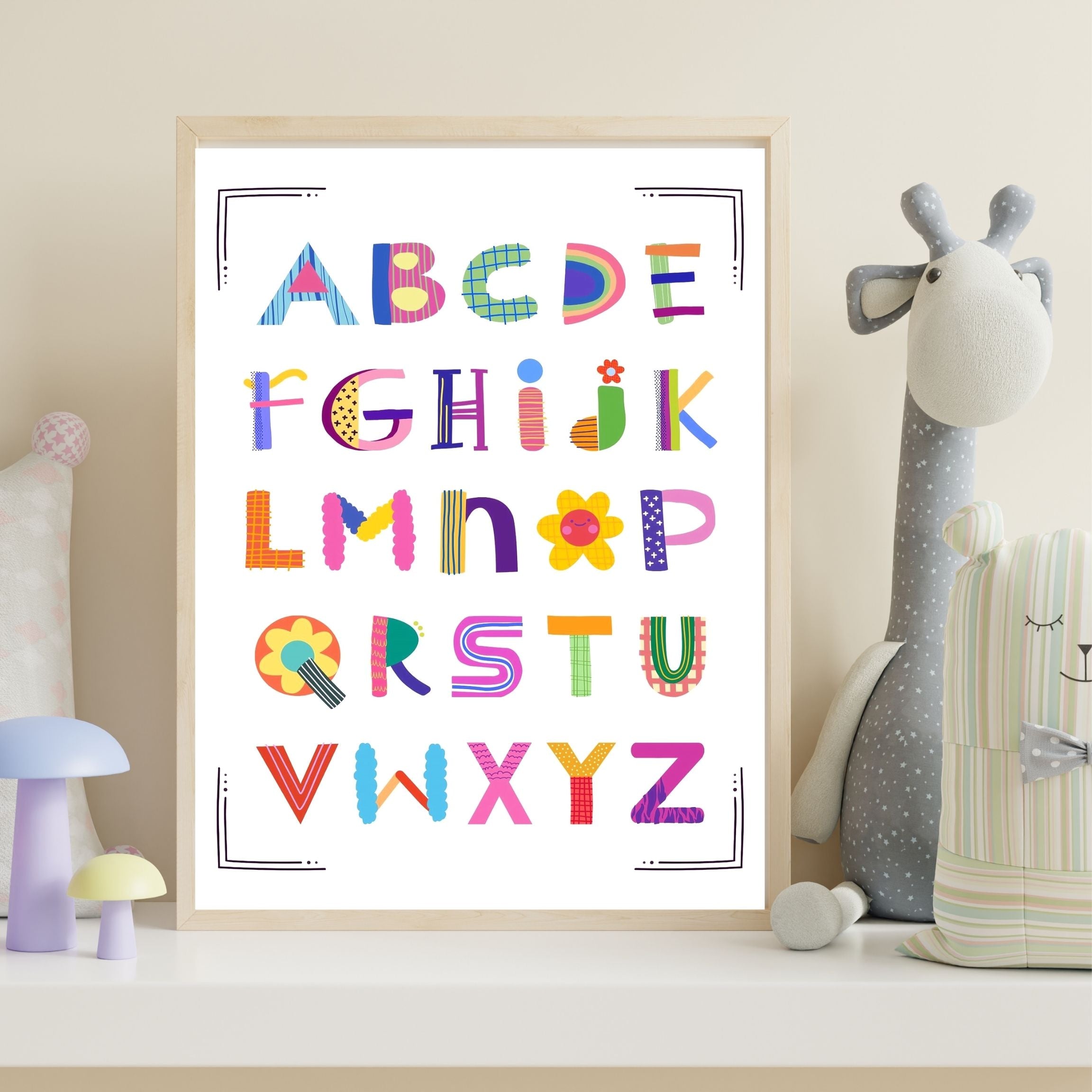 Alphabet Wall Art Printable, ABC Learning Poster, Kids Educational Decor, Nursery Wall Art, Preschool Classroom Print, Homeschool Decor, Digital Download|ke1-5