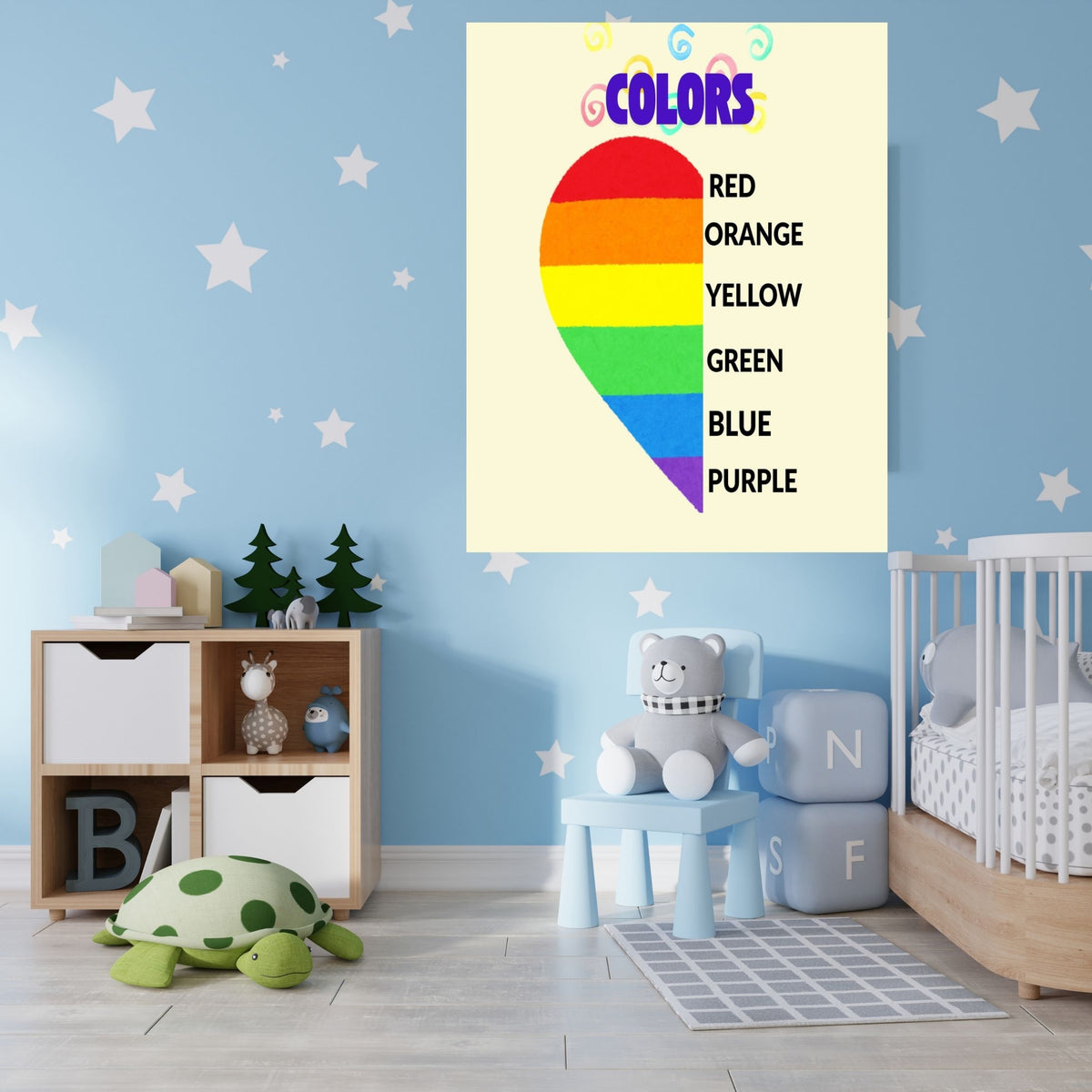 Kids Color Learning Poster, Printable Preschool Wall Art
