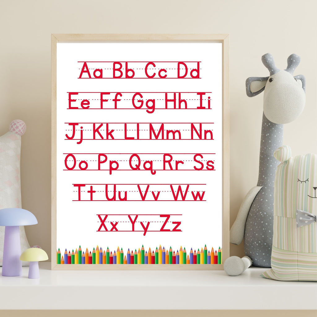 Alphabet Wall Art Printable, ABC Learning Poster, Kids Educational Decor, Nursery Wall Art, Preschool Classroom Print, Homeschool Decor, Digital Download|ke1-4