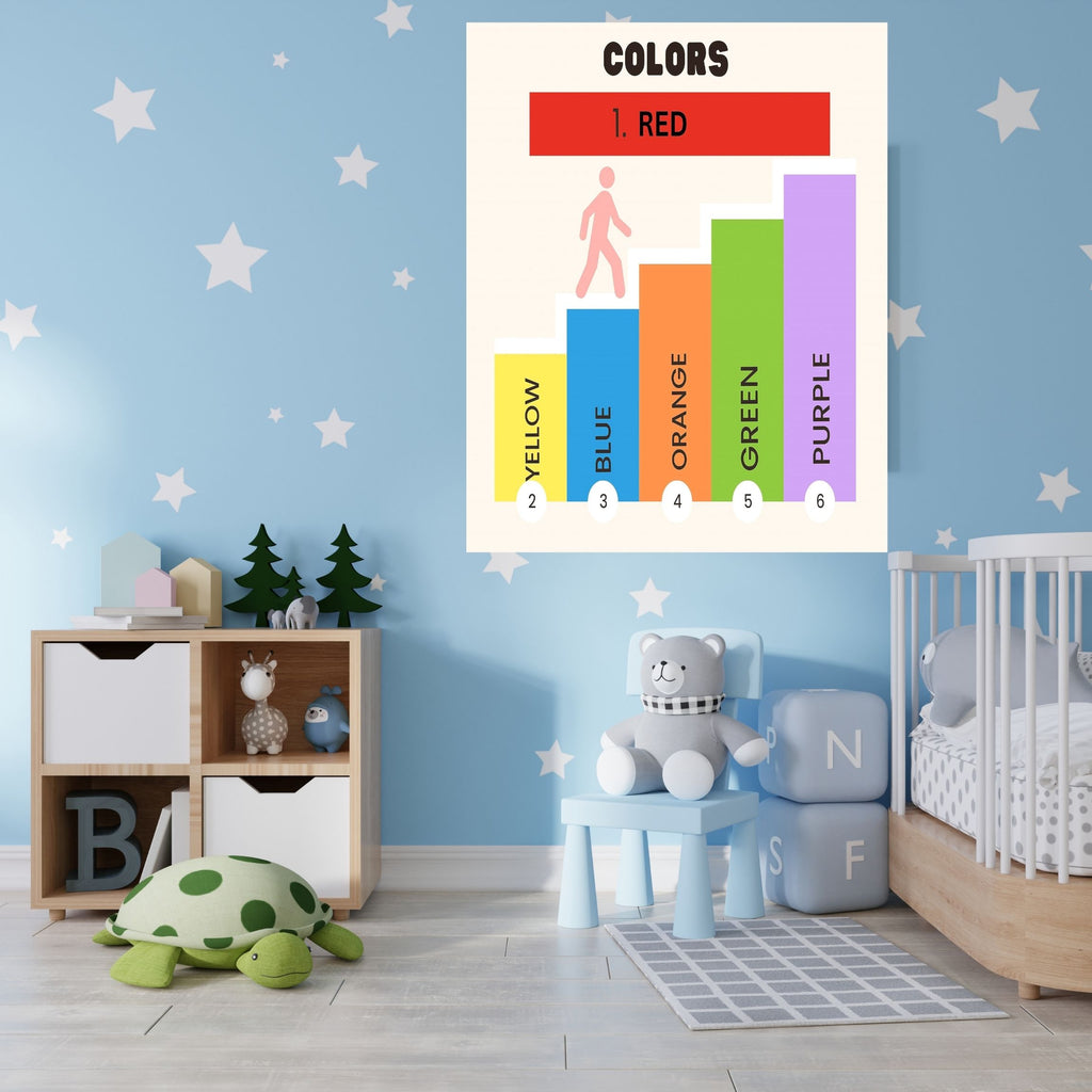 Color Learning Poster for Kids, Printable Playroom Wall Art