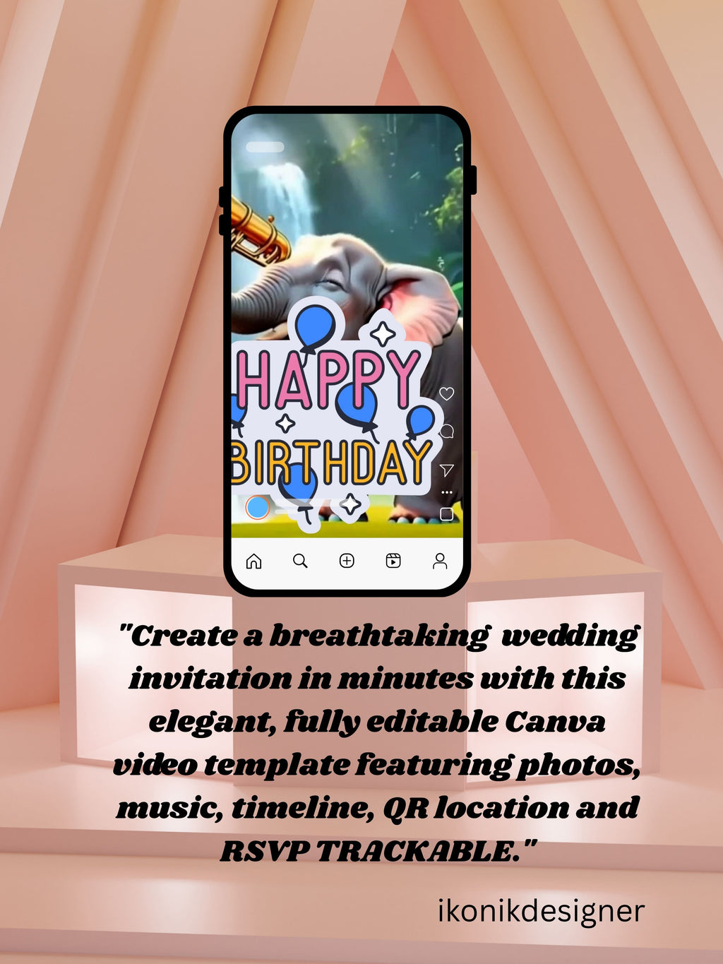 commercial use ANIMAL THEME Birthday Invitation Video | Editable Canva pro Template | Kids Party Invite | ki34c