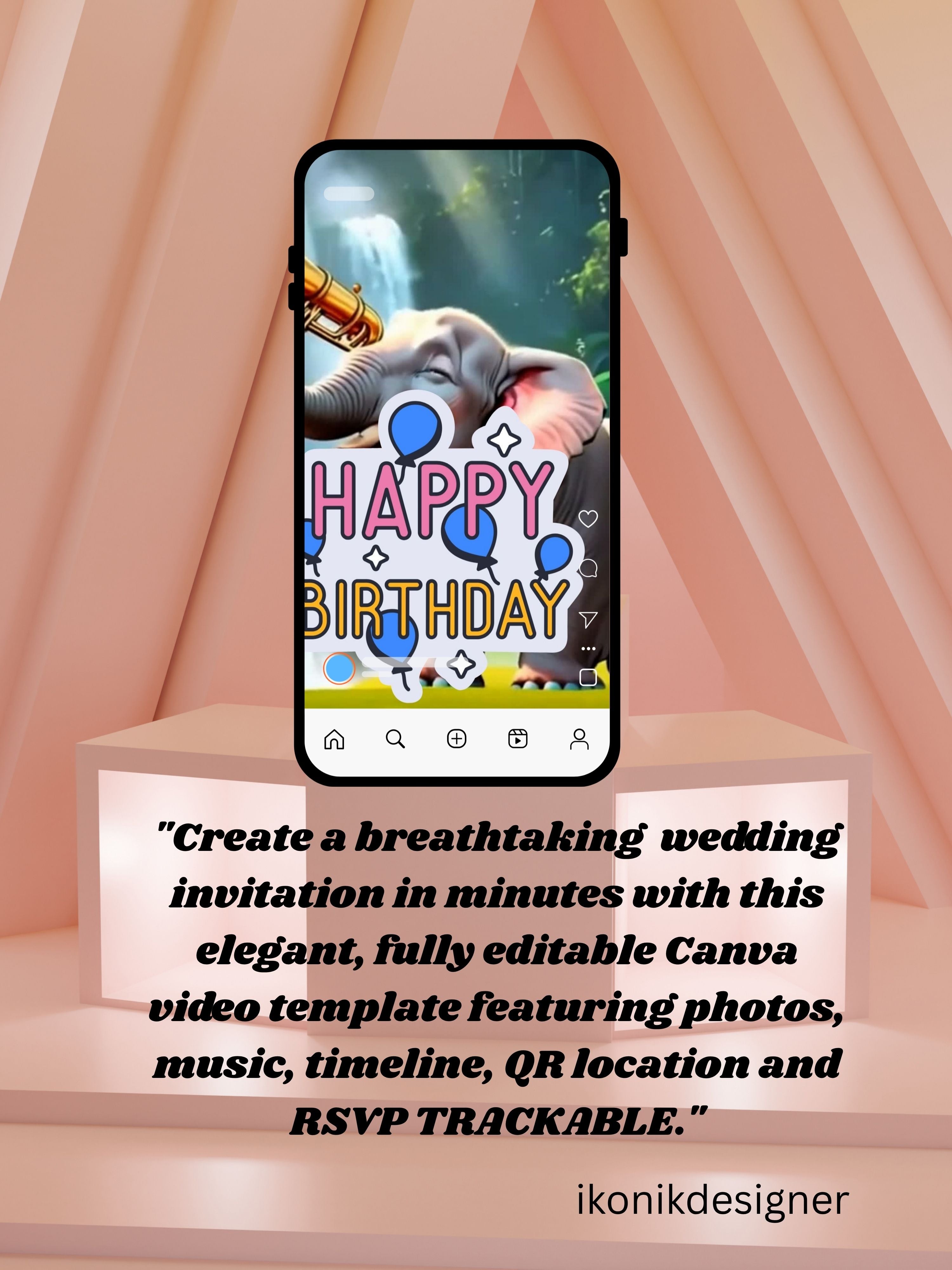 commercial use ANIMAL THEME Birthday Invitation Video | Editable Canva pro Template | Kids Party Invite | ki34c