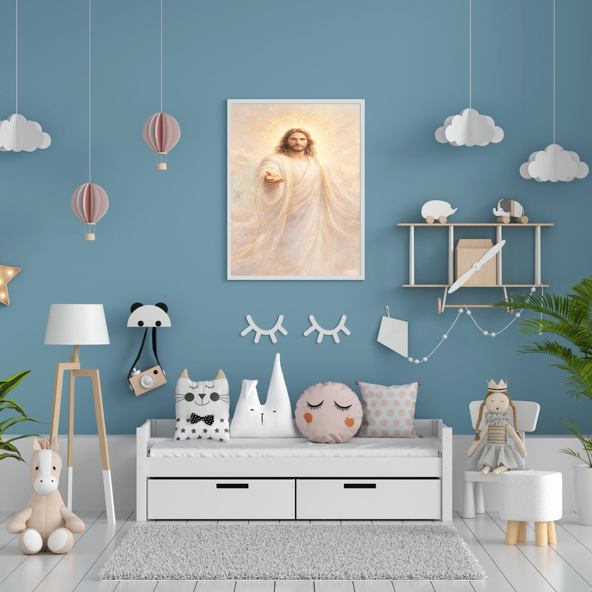 Jesus in White Robes Printable Commercial Use | Celestial Grace Golden Halo Resell License | POD Soft Pastel Heavenly Christ Etsy Seller Bundle