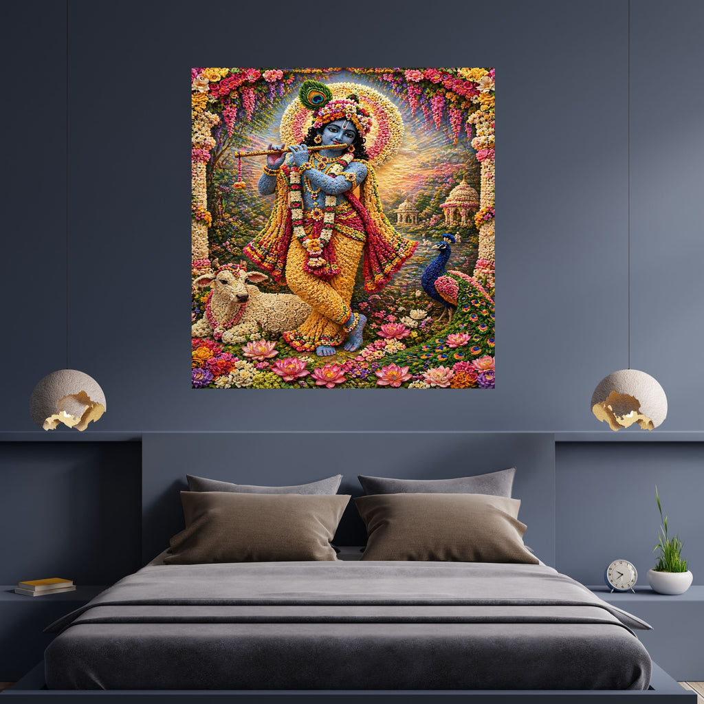 Lord Krishna Wall Art Printable, Krishna Digital Download, Hindu Wall Decor, Spiritual Home Decor, Pooja Room Art, Krishna Poster, Temple Artwork|sp77