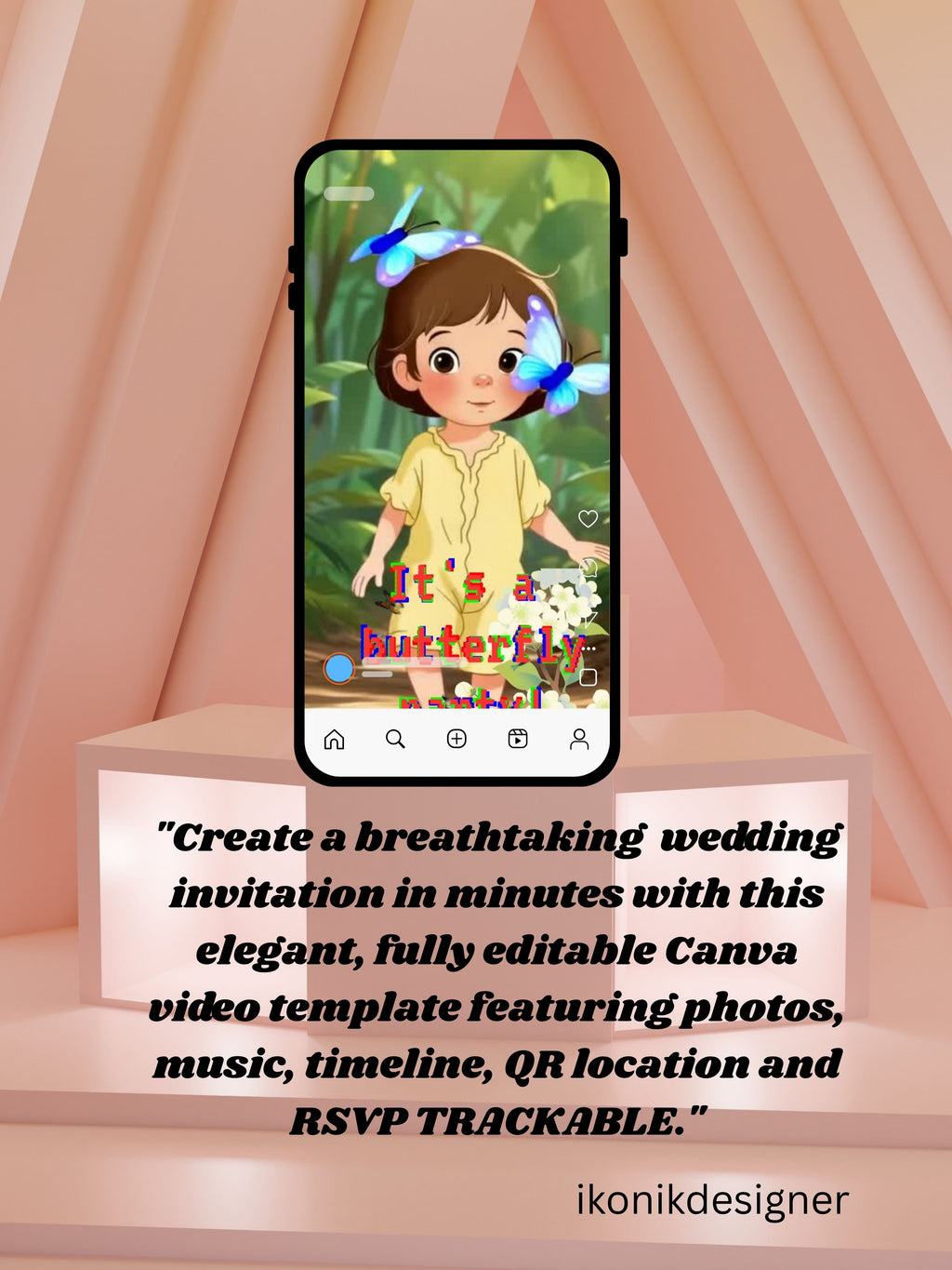 BUTTERFLY Birthday Invitation Video | Editable Canva pro Template | Kids Party Invite | Digital Download|ki43