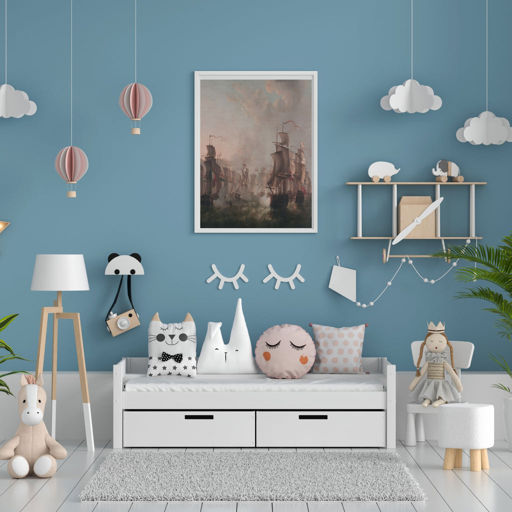 Misty Historic Sailing Fleet Wall Art Printable, Tall Ships at Sea