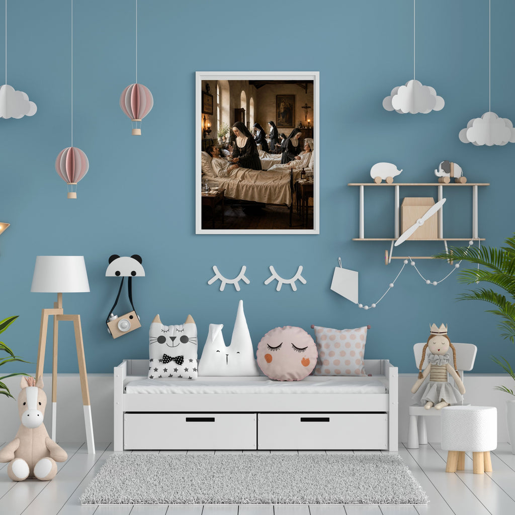 Commercial Use Vintage Convent Nursing Wall Art, Historic Caregiving Print, 11+ Sizes