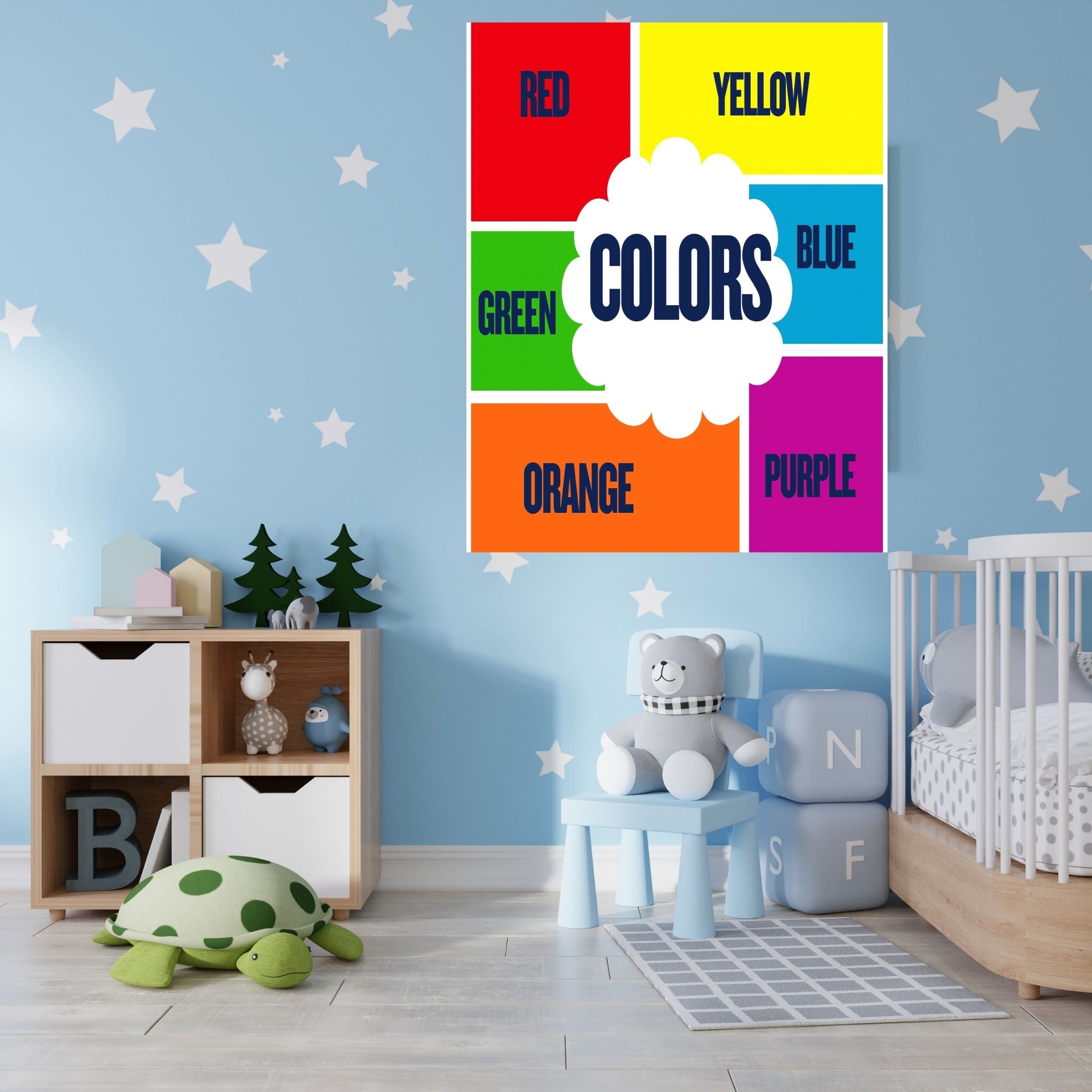 Learn Colors Wall Art for Kids | Educational Nursery Decor | Preschool Color Recognition Poster | Kids Printable Learning Art|ke3-13