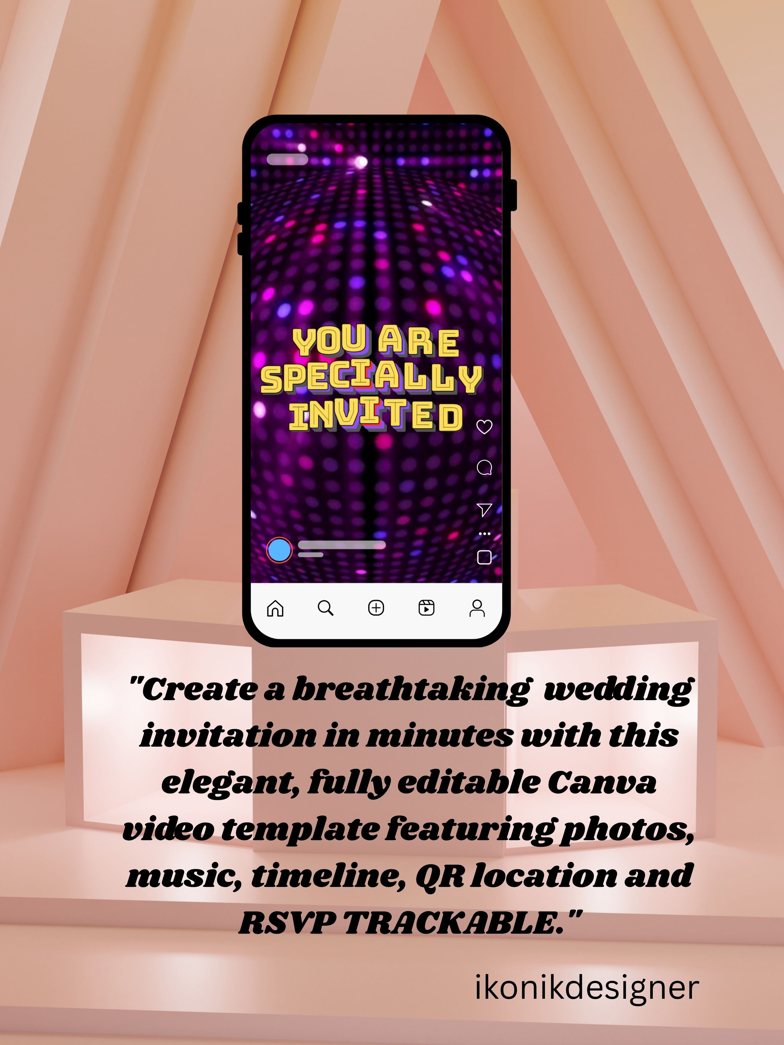 NEON Birthday Invitation Video | Editable Canva pro Template | Glow Party Invite | Digital Download|ki52