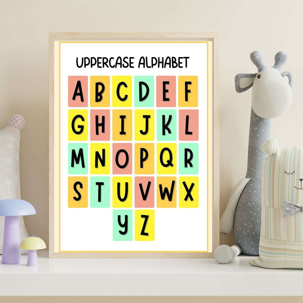 Alphabet Wall Art Printable, ABC Learning Poster, Kids Educational Decor, Nursery Wall Art, Preschool Classroom Print, Homeschool Decor, Digital Download|ke1-11