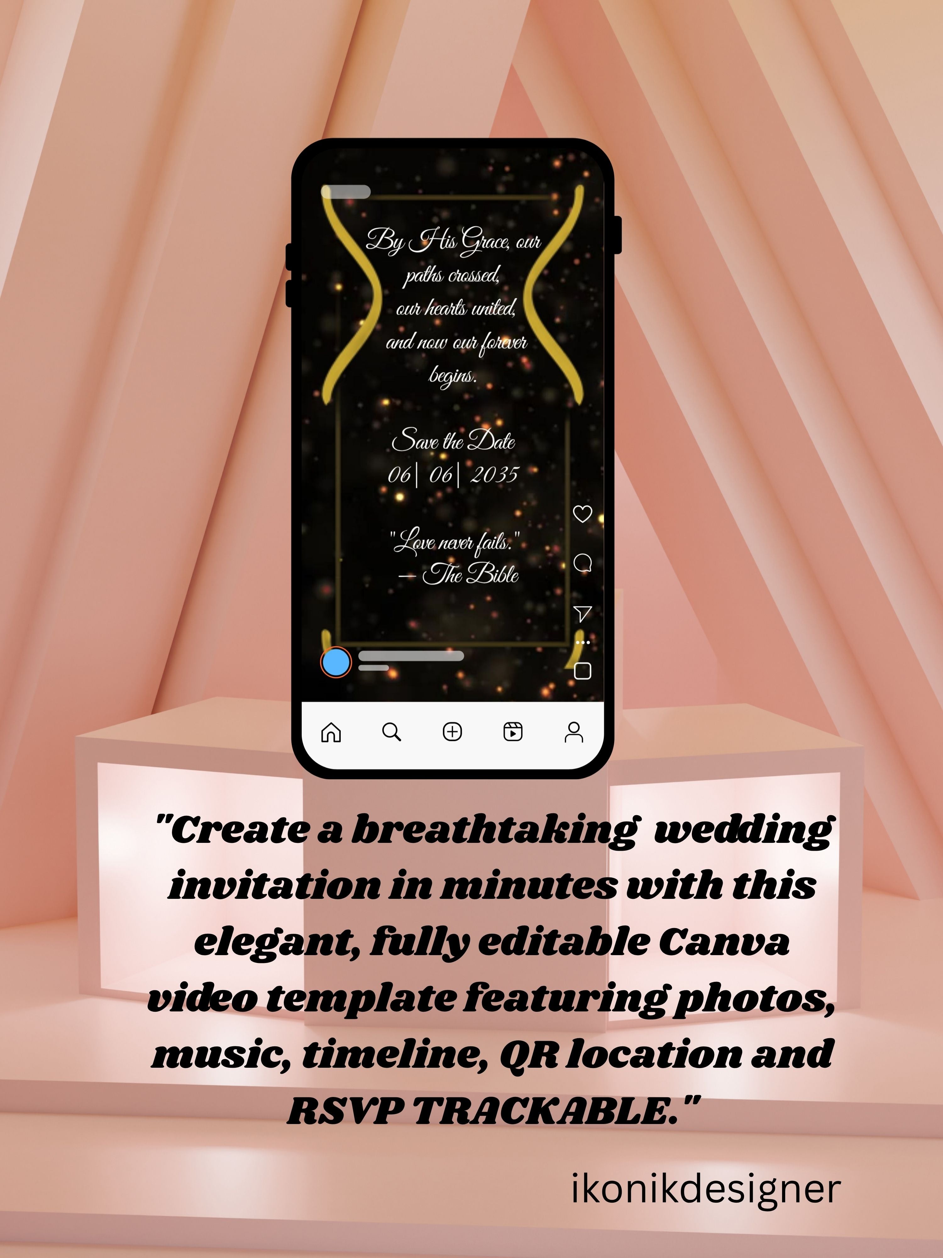 WI0007-CHURCH WEDDING Invitation Video Template | Editable Christian Wedding Invite |Digital Wedding Invitation |Wedding Video