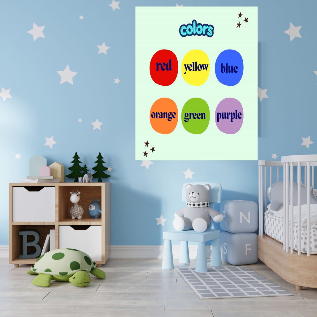 Educational Color Poster for Kids, Printable Nursery Wall Art