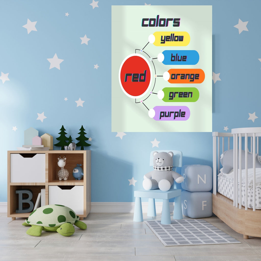 Printable Color Chart Wall Art for Kids, Nursery Learning Poster
