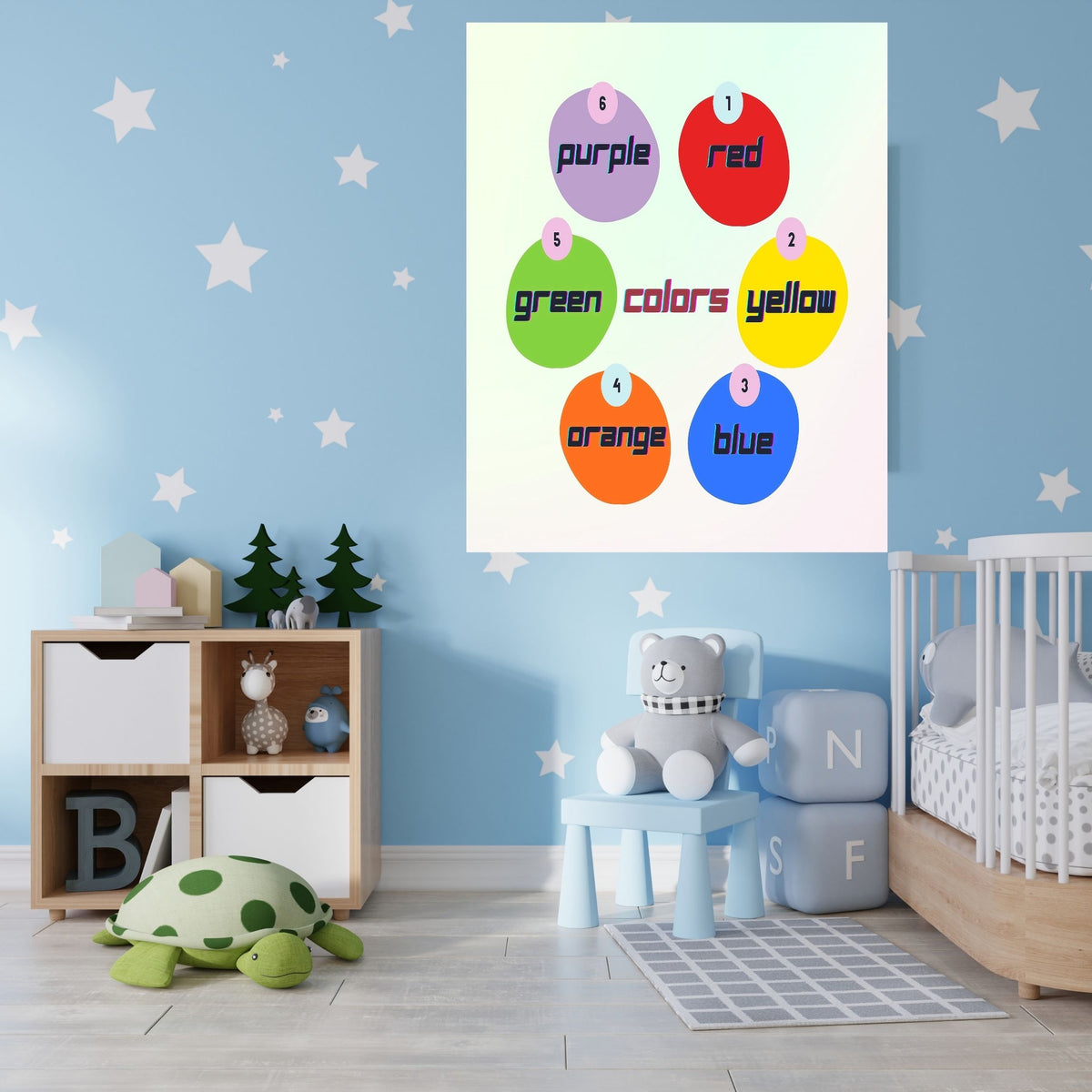 Preschool Color Learning Wall Art for Kids, Printable Poster