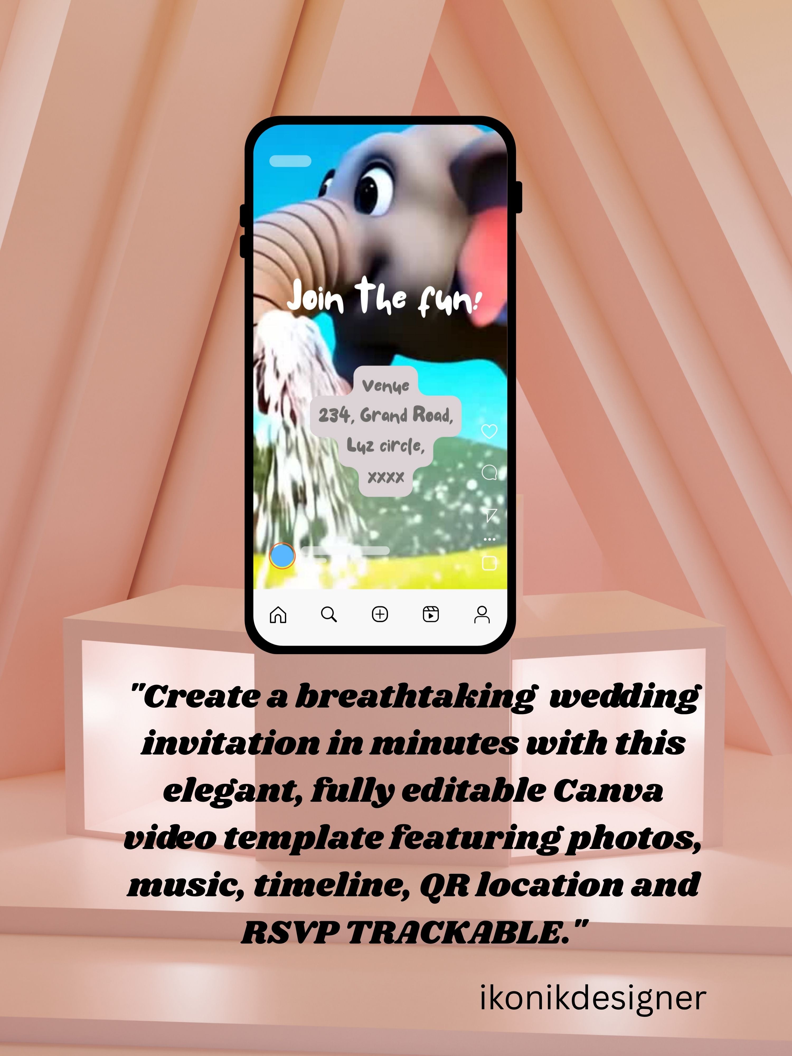 ANIMAL THEME Birthday Invitation Video | Editable Canva pro Template | Kids Party Invite | ki25