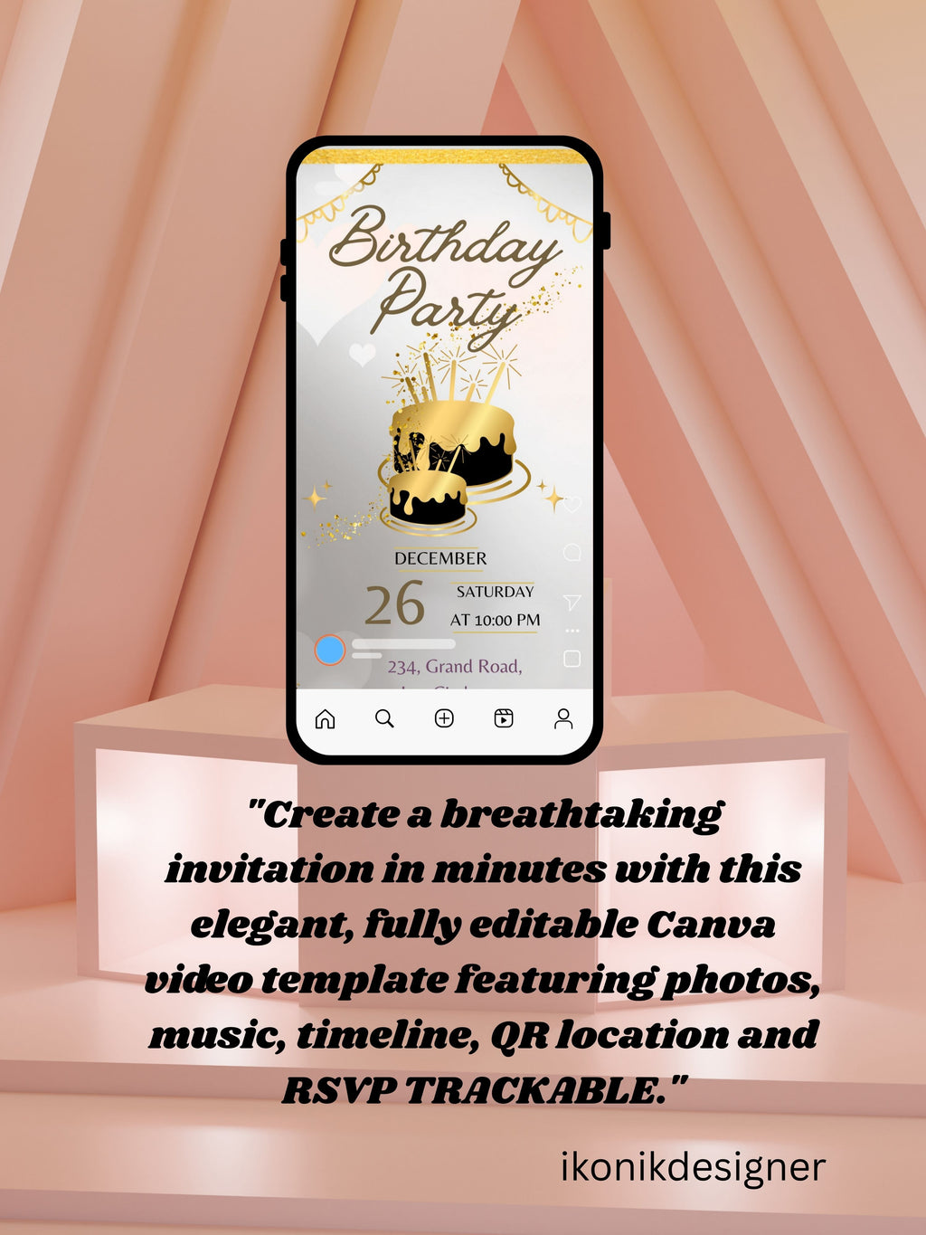NATURE THEME Editable Birthday Video Invitation | Canva Pro Template | Woodland Kids Party Invite | Photo, Music, QR Code | Instant Download|ki16
