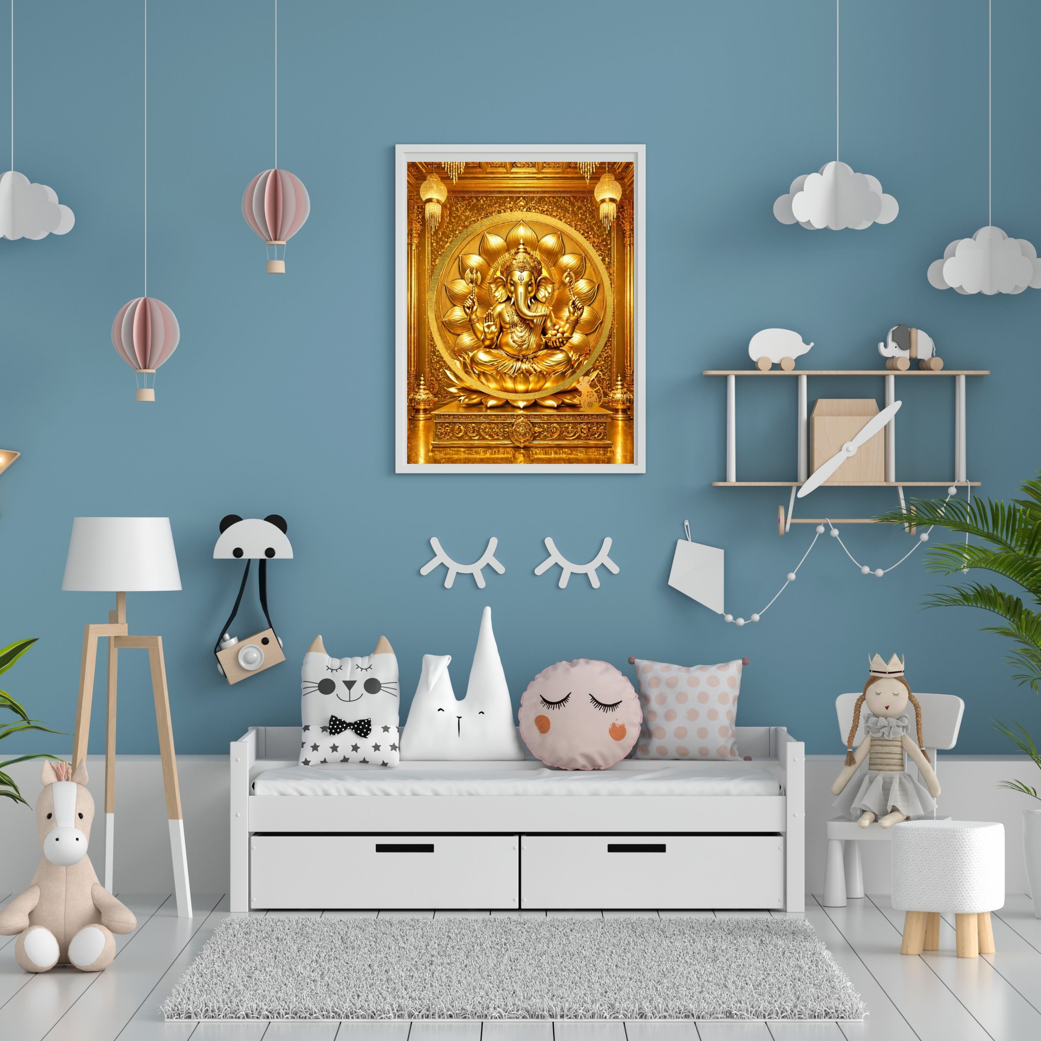 Luxury Lord Ganesha Wall Art Printable | Ganapathi Digital Download | Hindu God Decor | Spiritual Poster | Ganesh Chaturthi Gift | 11 Sizes |sp3