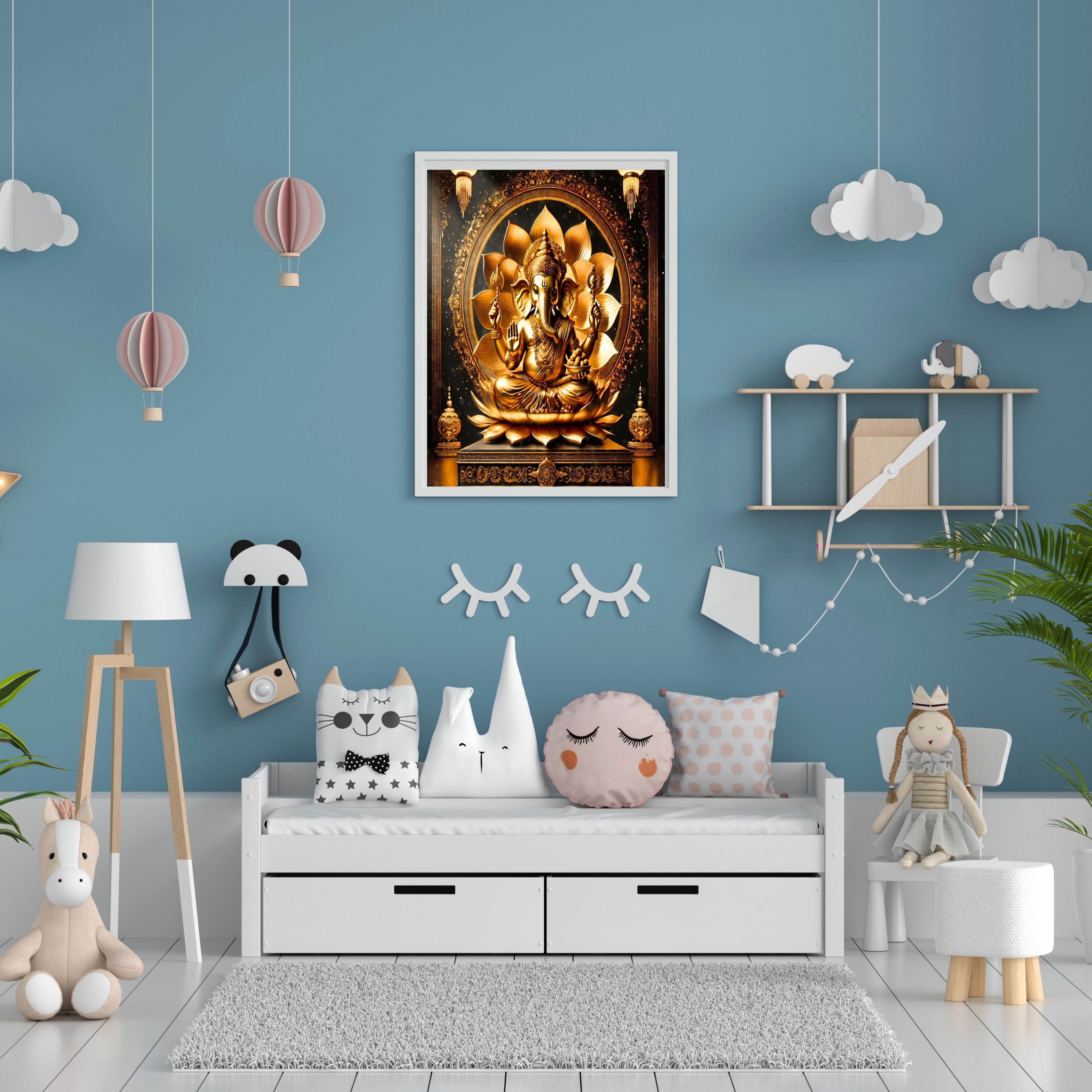 Luxury Lord Ganesha Wall Art Printable | Ganapathi Digital Download | Hindu God Decor | Spiritual Poster | Ganesh Chaturthi Gift | 11 Sizes |sp2