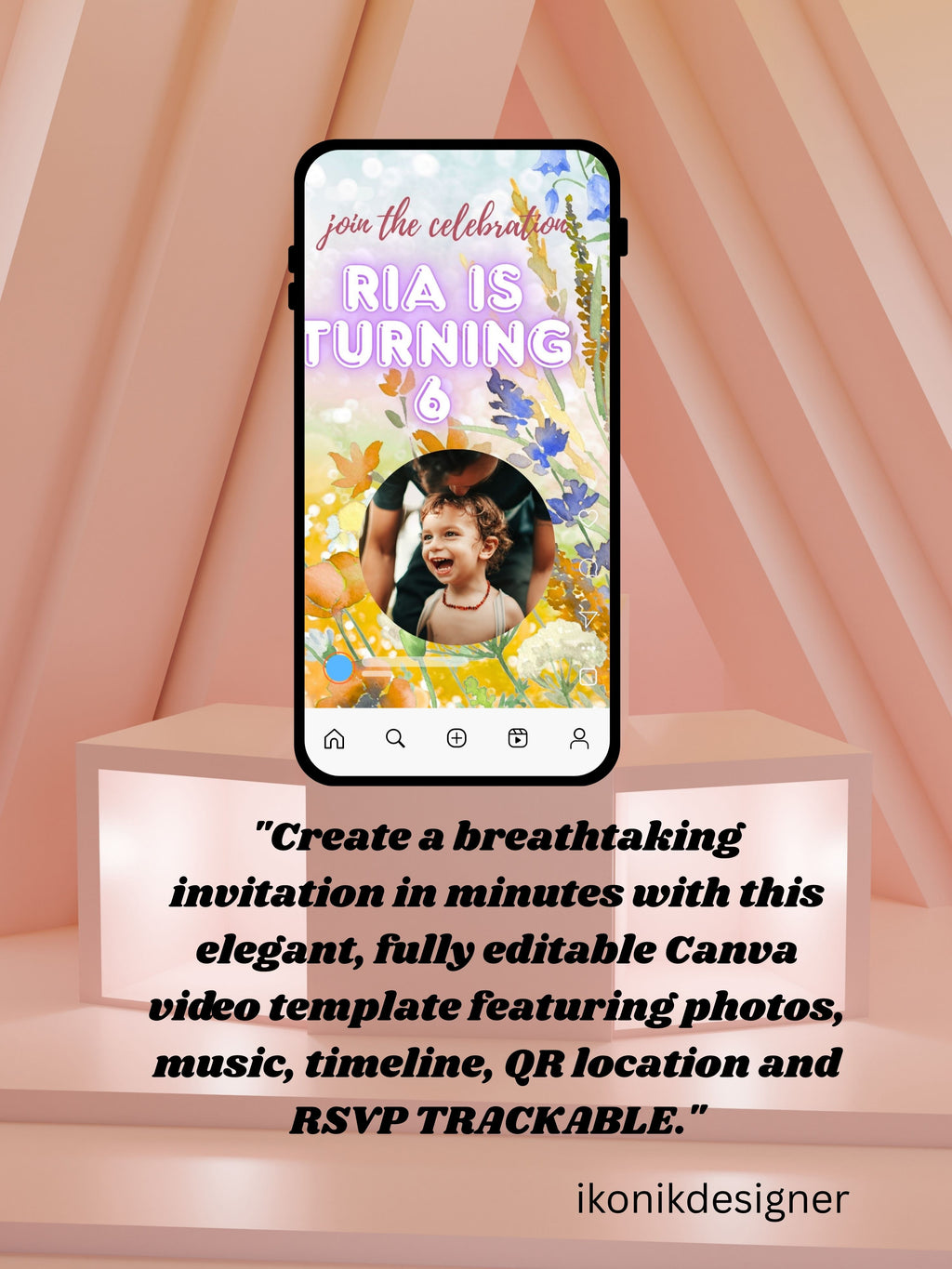 Commercial use NATURE THEME Editable Birthday Video Invitation | Canva Pro Template | Woodland Kids Party Invite | Instant Download|ki12c