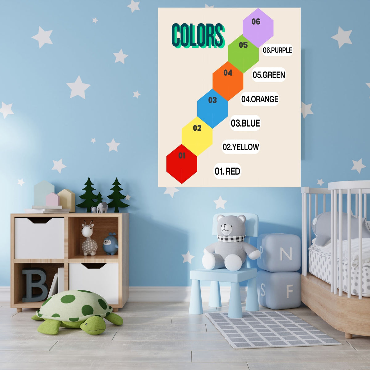 Color Learning Printable Art for Kids, Bright Nursery Poster