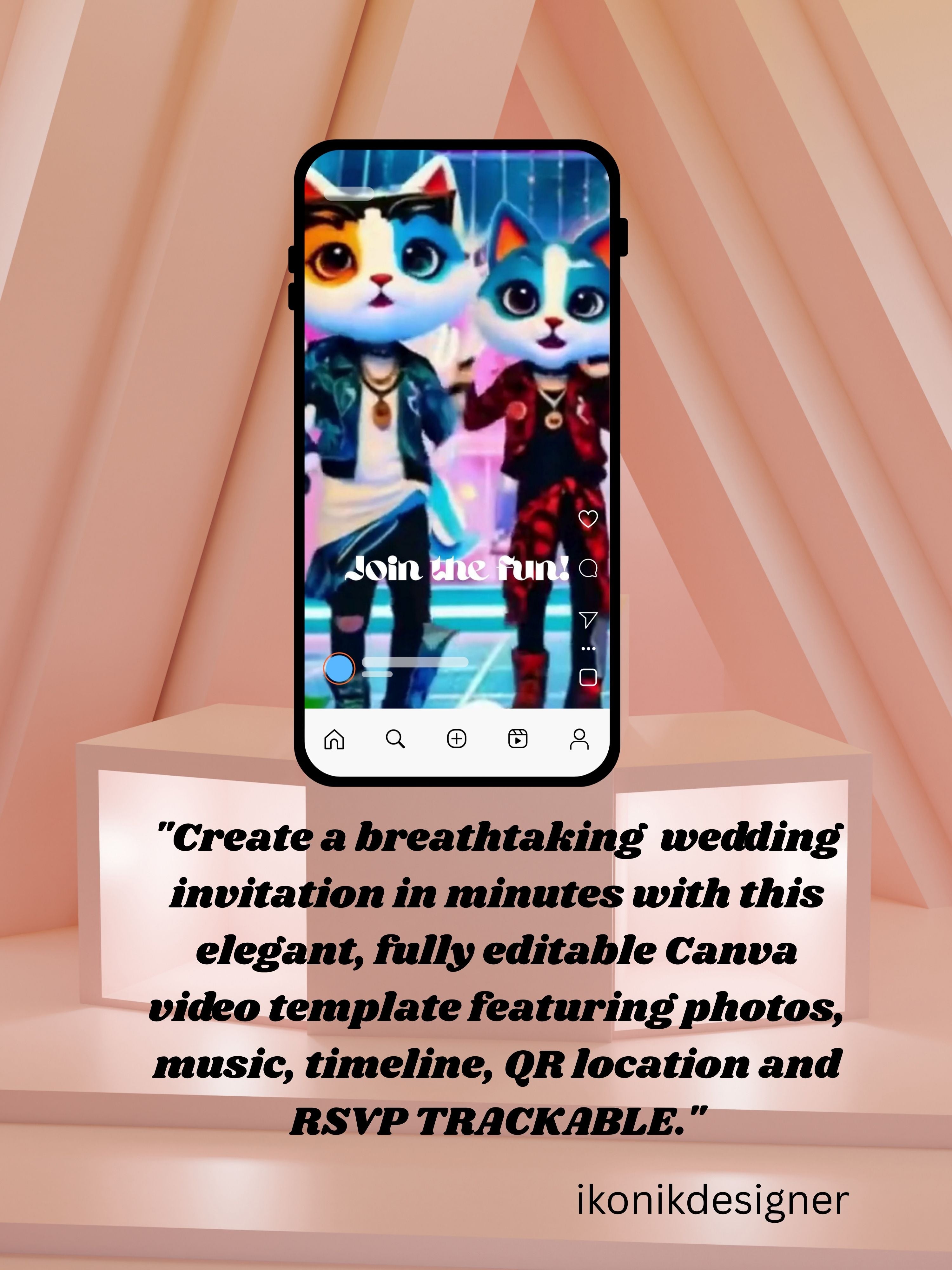 Commercial use DANCE join party Invitation Video | Editable Canva pro Template | Kids Party Invite | Digital Download|ki27c