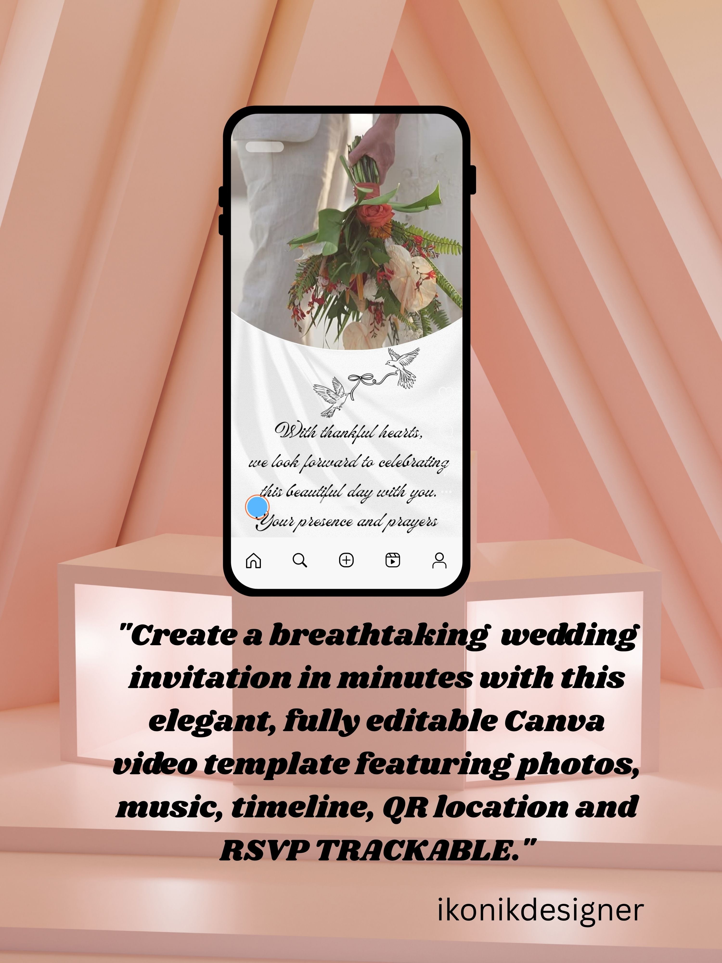WI0010-CHURCH WEDDING Invitation Video Template | Editable Christian Wedding Invite |Digital Wedding Invitation |Wedding Video
