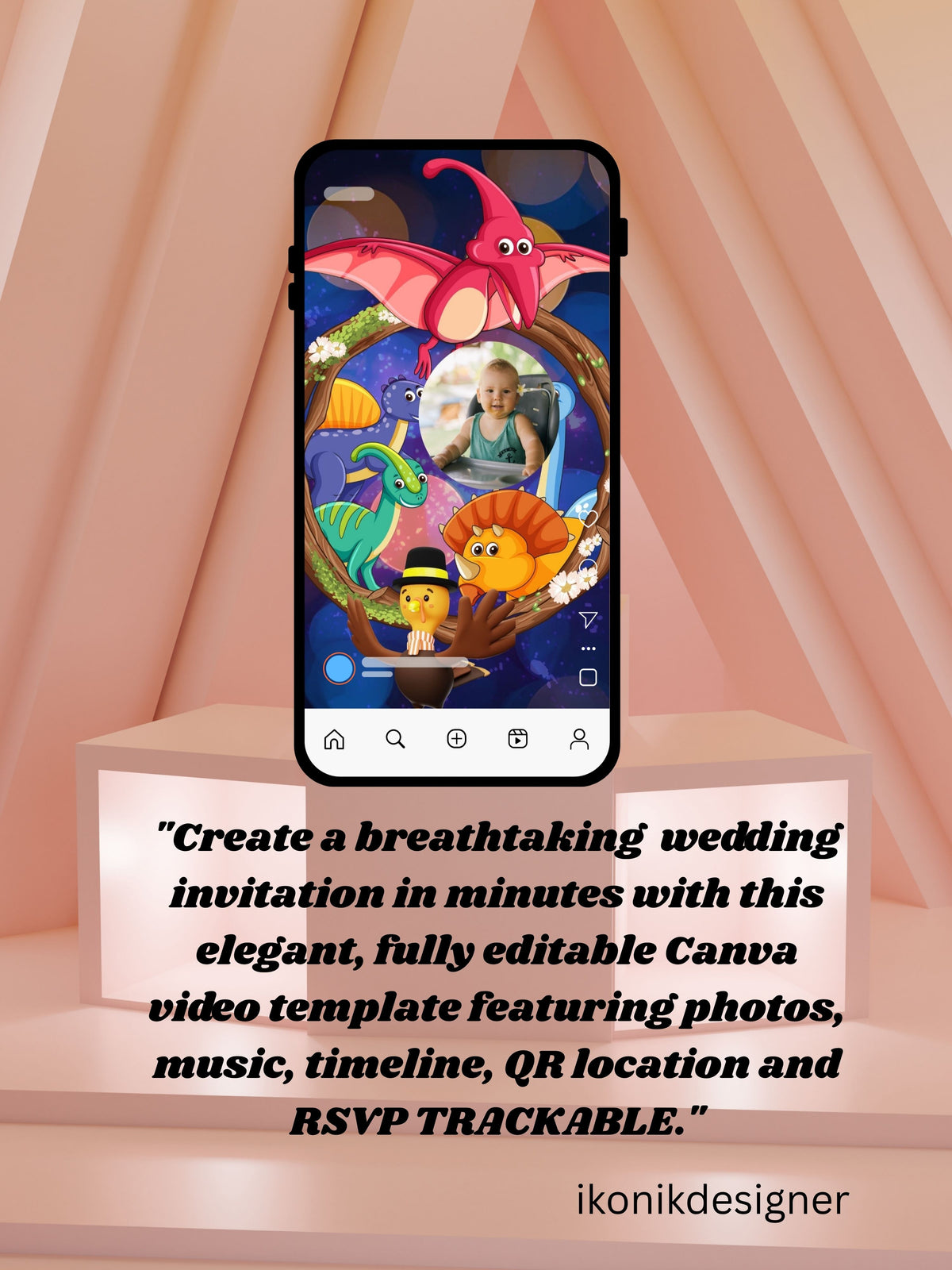 Animal Theme Birthday Video Invitation | Editable Canva Template | Kids Party Invite | Instant Download