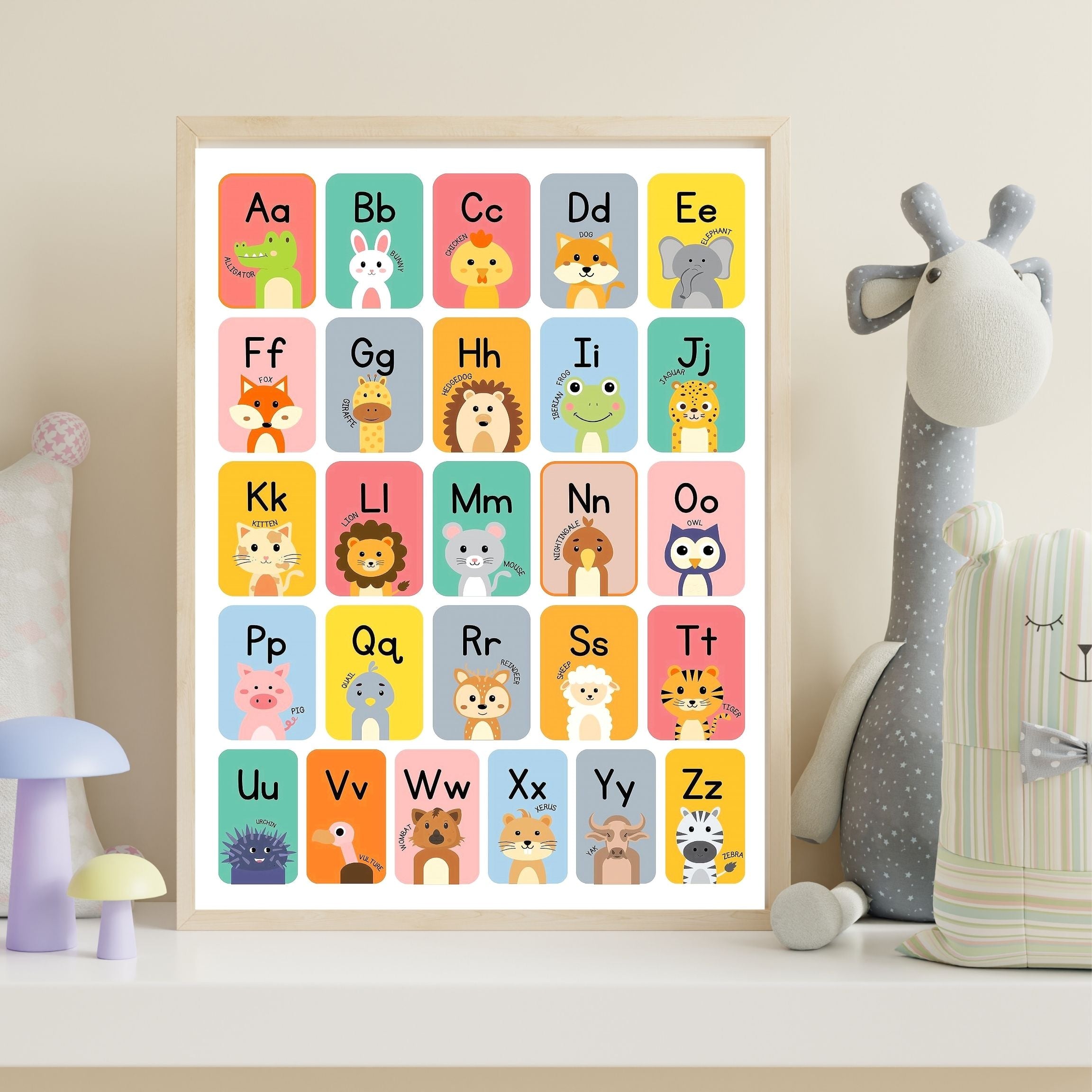 Alphabet Wall Art Printable, ABC Learning Poster, Kids Educational Decor, Nursery Wall Art, Preschool Classroom Print, Homeschool Decor, Digital Download|ke1-15