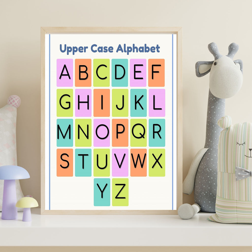 Alphabet Wall Art Printable, ABC Learning Poster, Kids Educational Decor, Nursery Wall Art, Preschool Classroom Print, Homeschool Decor, Digital Download|ke1-6
