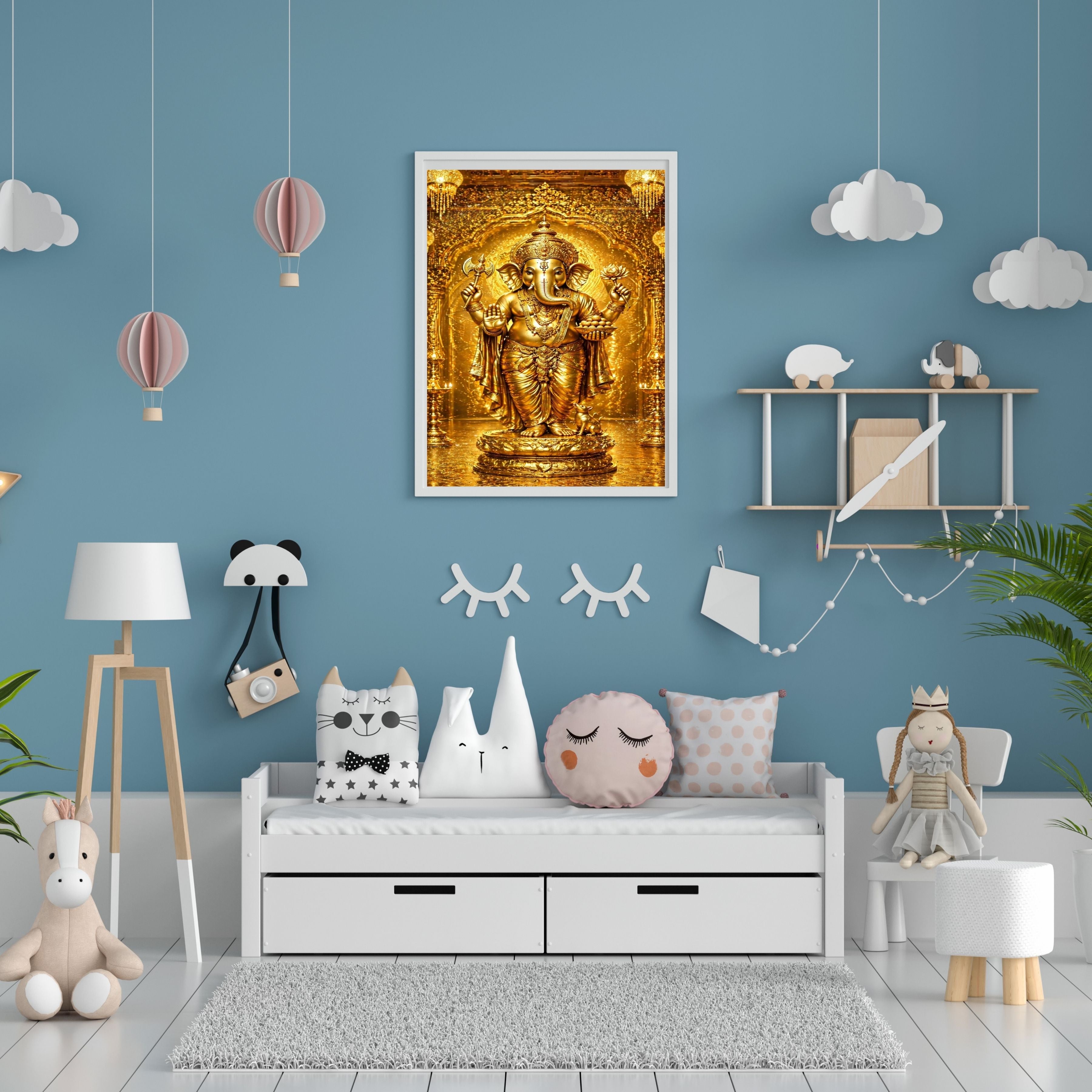 Luxury Lord Ganesha Wall Art Printable | Ganapathi Digital Download | Hindu God Decor | Spiritual Poster | Ganesh Chaturthi Gift | 11 Sizes |sp4