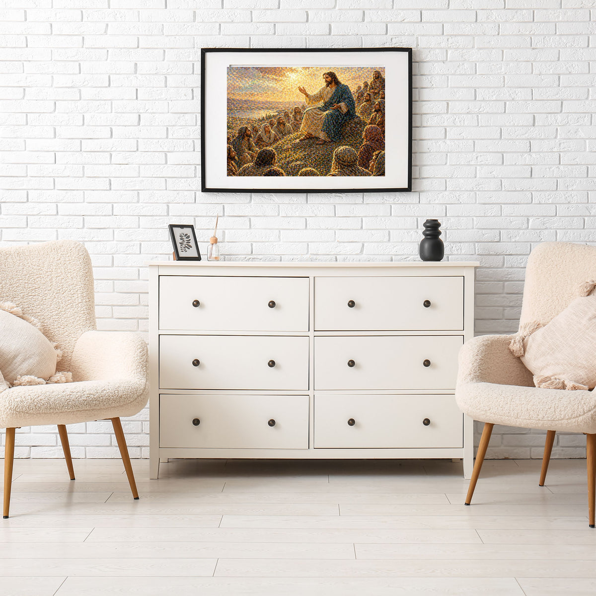 Sermon on the Mount Wall Art Printable | Jesus Teaching Beatitudes Print | Christian Home Decor Bible Scripture Inspirational Faith Art
